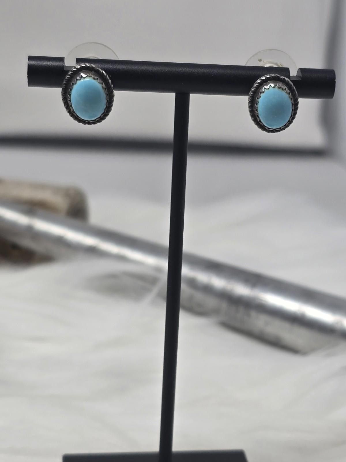 Sterling Silver Native American Sterling Turquoise Stud Earrings Size ONE SIZE - 5 Thumbnail