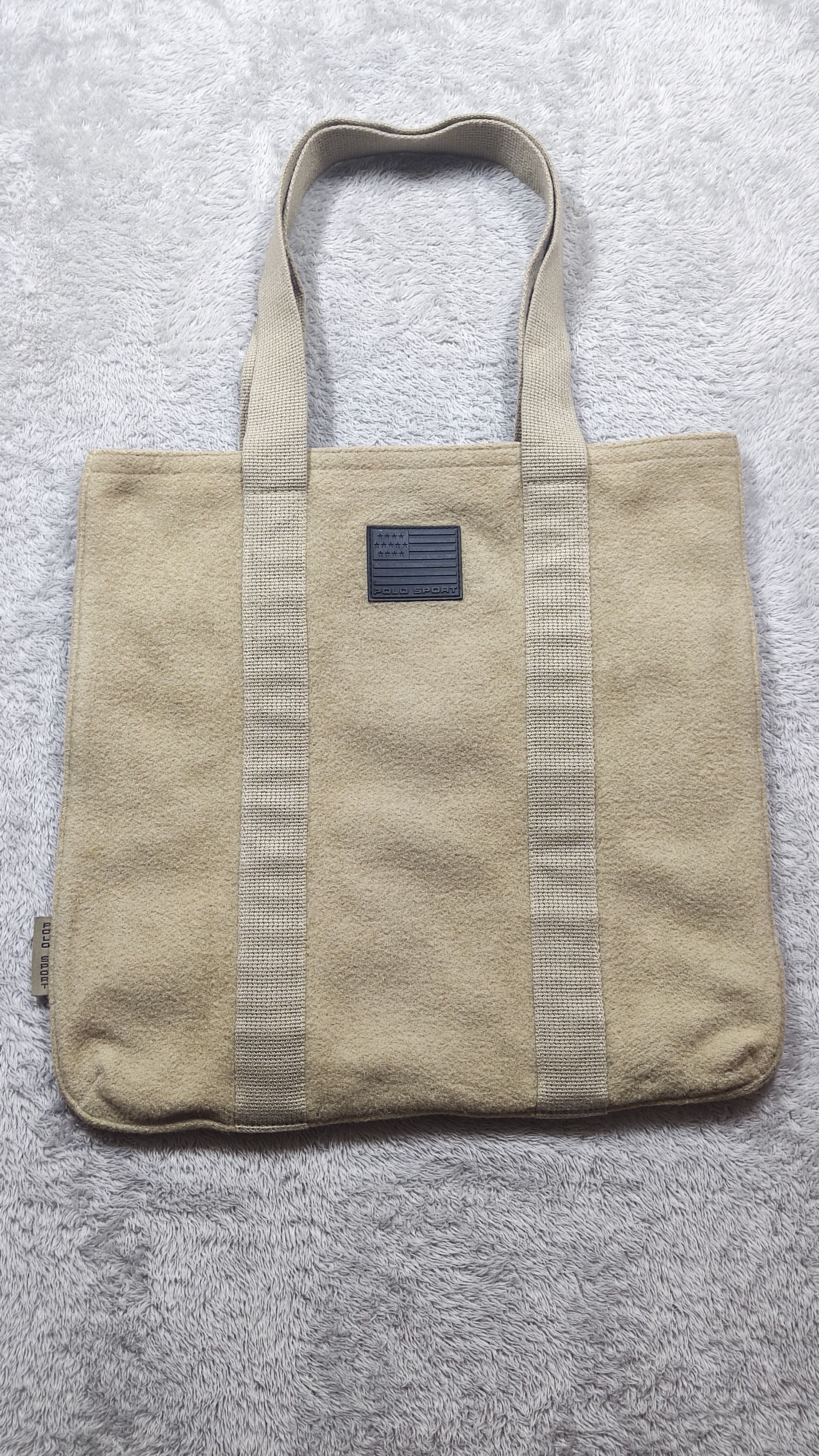 Polo Ralph Lauren Vintage Polo Sport wool Tote Bag With USA Flag Patch Size ONE SIZE - 1 Thumbnail