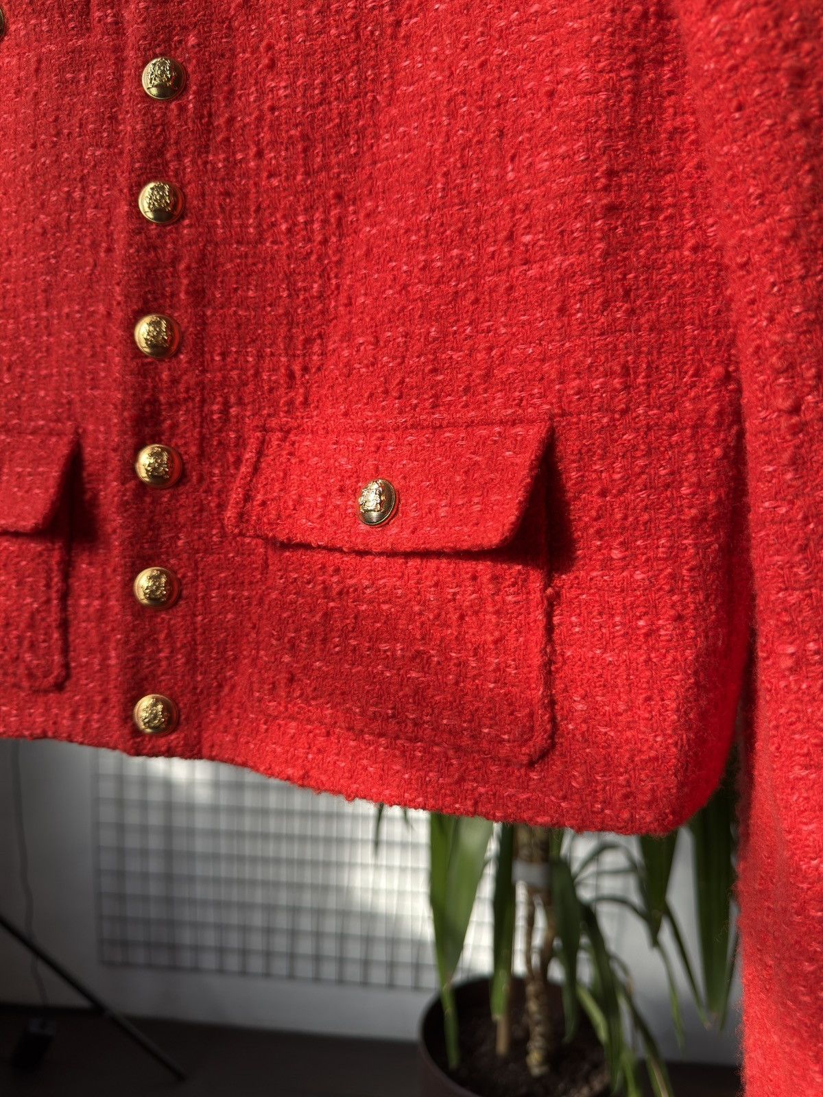 Celine Celine Chasseur Tweed Evening Wool Jacket Red Gold Buttoned Size M / US 6-8 / IT 42-44 - 7 Thumbnail