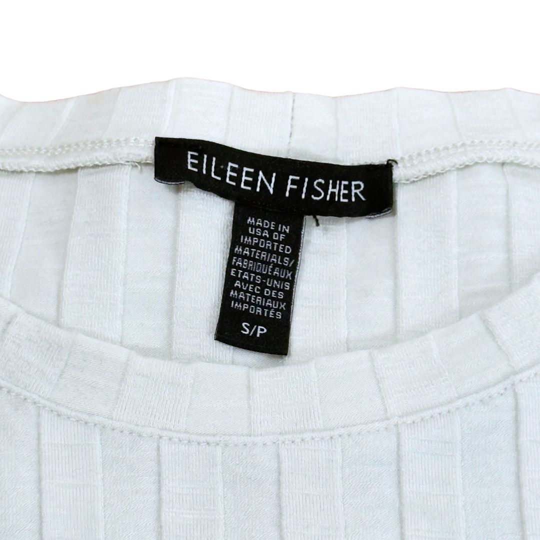 Eileen Fisher Eileen Fisher Wide Rib Stretch Ribbed Boxy White Top Small Size S / US 4 / IT 40 - 5 Thumbnail