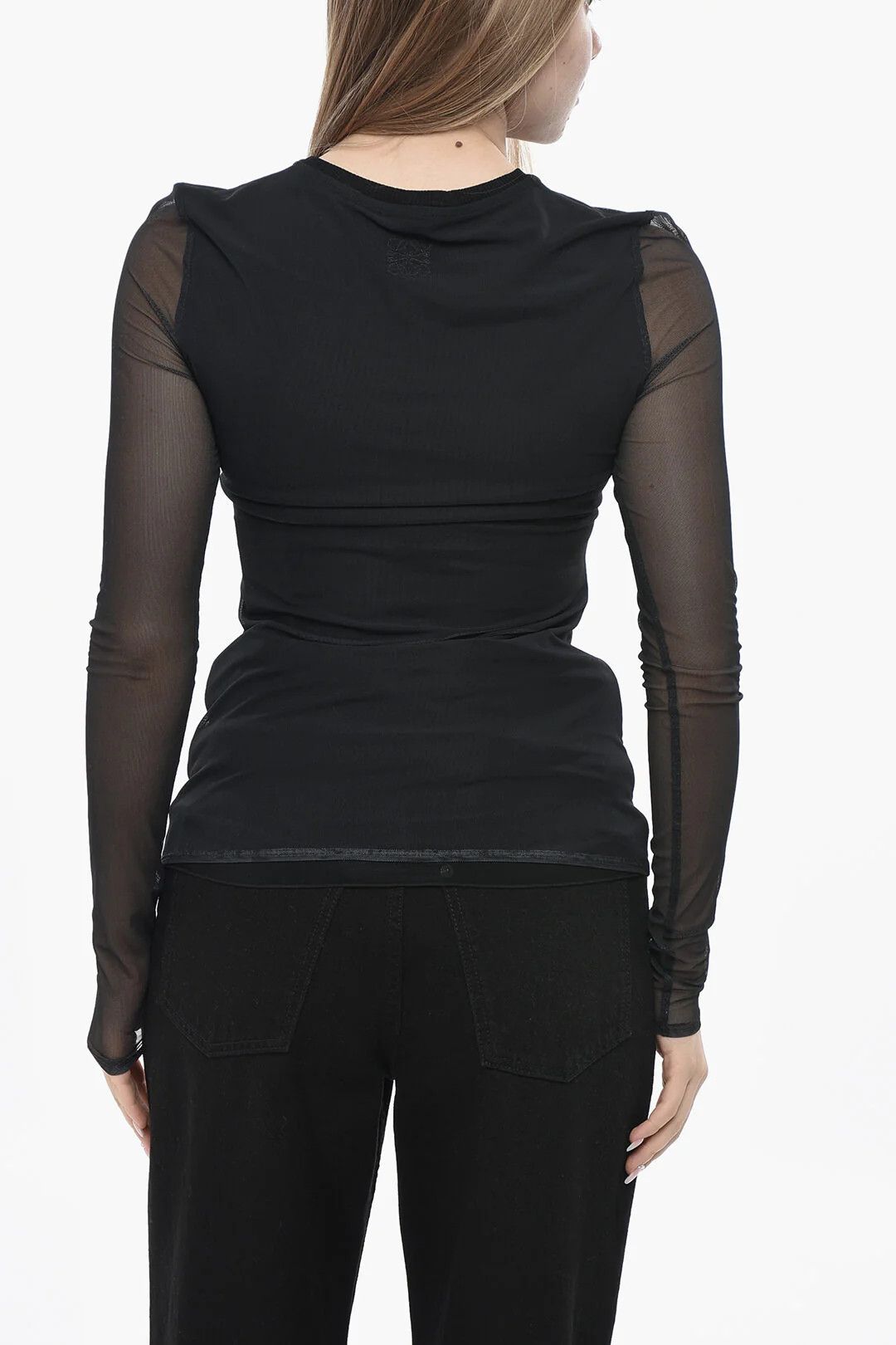 Loewe og1mm0426 Mesh Long-Sleeve Top in Black Size S / US 4 / IT 40 - 2 Thumbnail