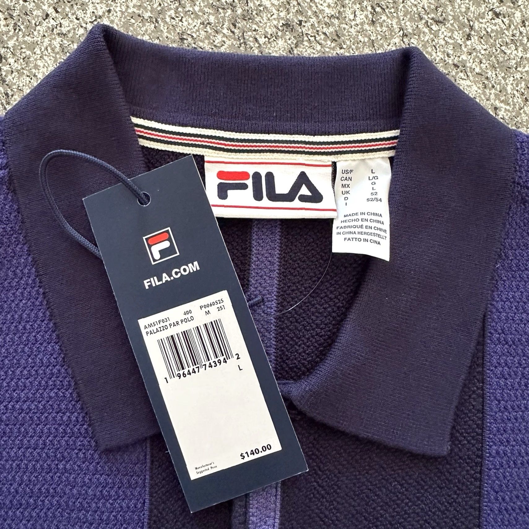 Fila Fila Polo Shirt Mens Large Blue Textured Striped Knit Polo Palazzo Paris Vintage 80s Size US L / EU 52-54 / 3 - 3 Thumbnail