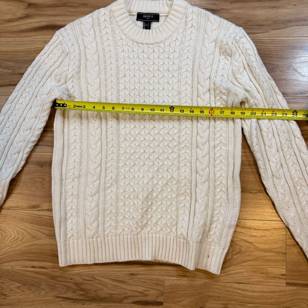 Forever 21 Forever 21 Men’s Cable Knit Sweater Cream Size L Size US L / EU 52-54 / 3 - 3 Thumbnail