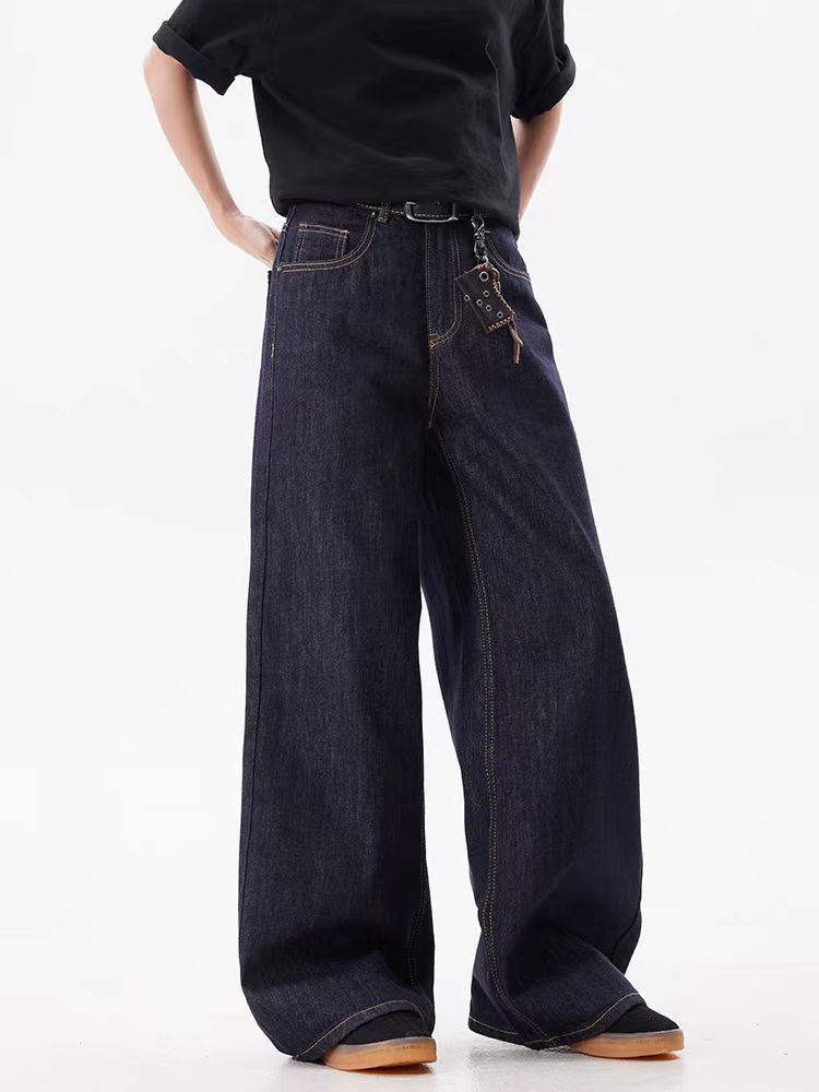 Japanese Brand × Jean Straight Leg Vintage Dark Blue Wide Leg Loose Jeans Size US 30 / EU 46 - 3 Thumbnail