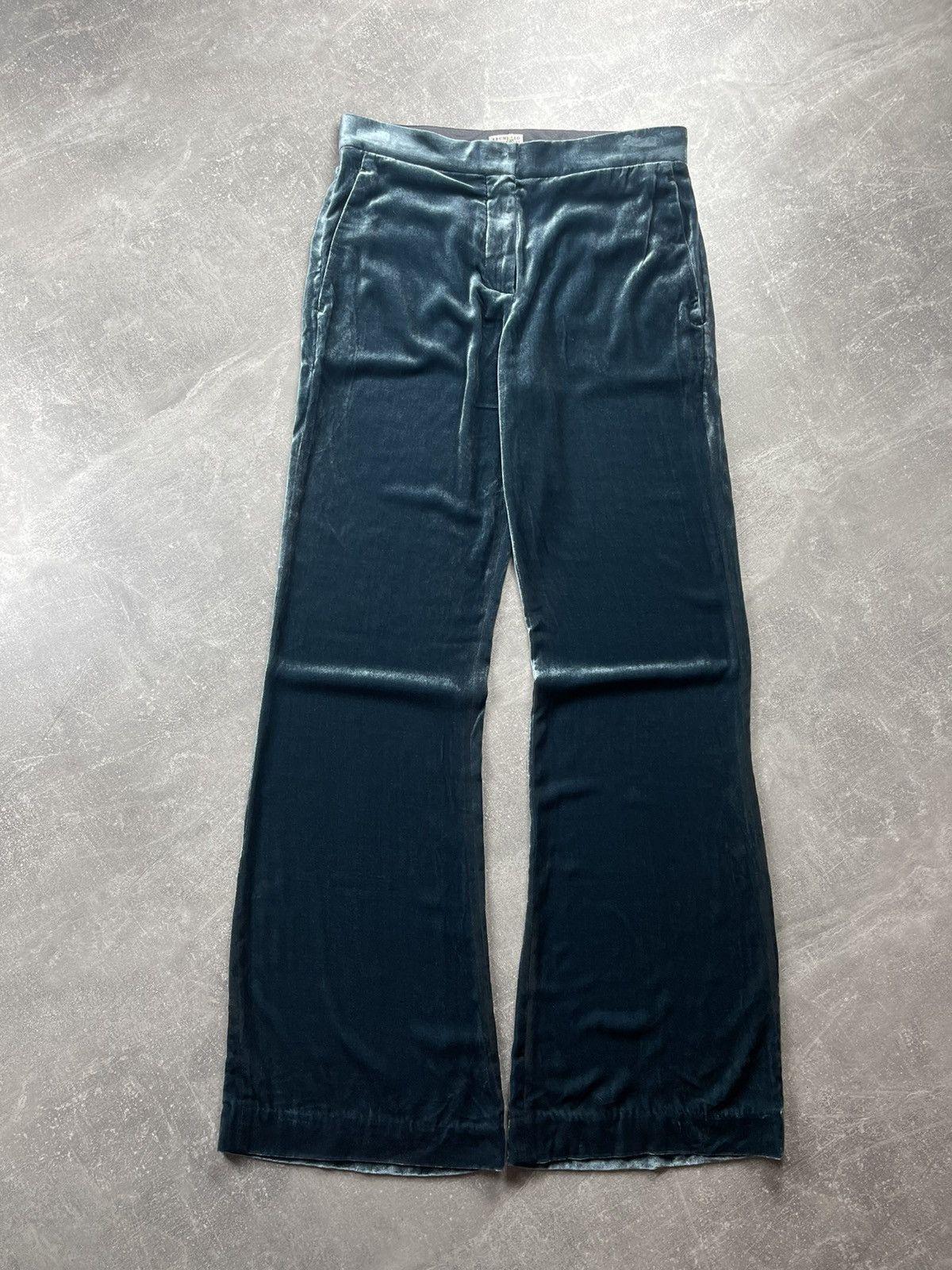 Brunello Cucinelli Brunello Cucinelli Blue Velvet Silk Wide Leg Pants Italian Size 28" / US 6 / IT 42 - 2 Thumbnail