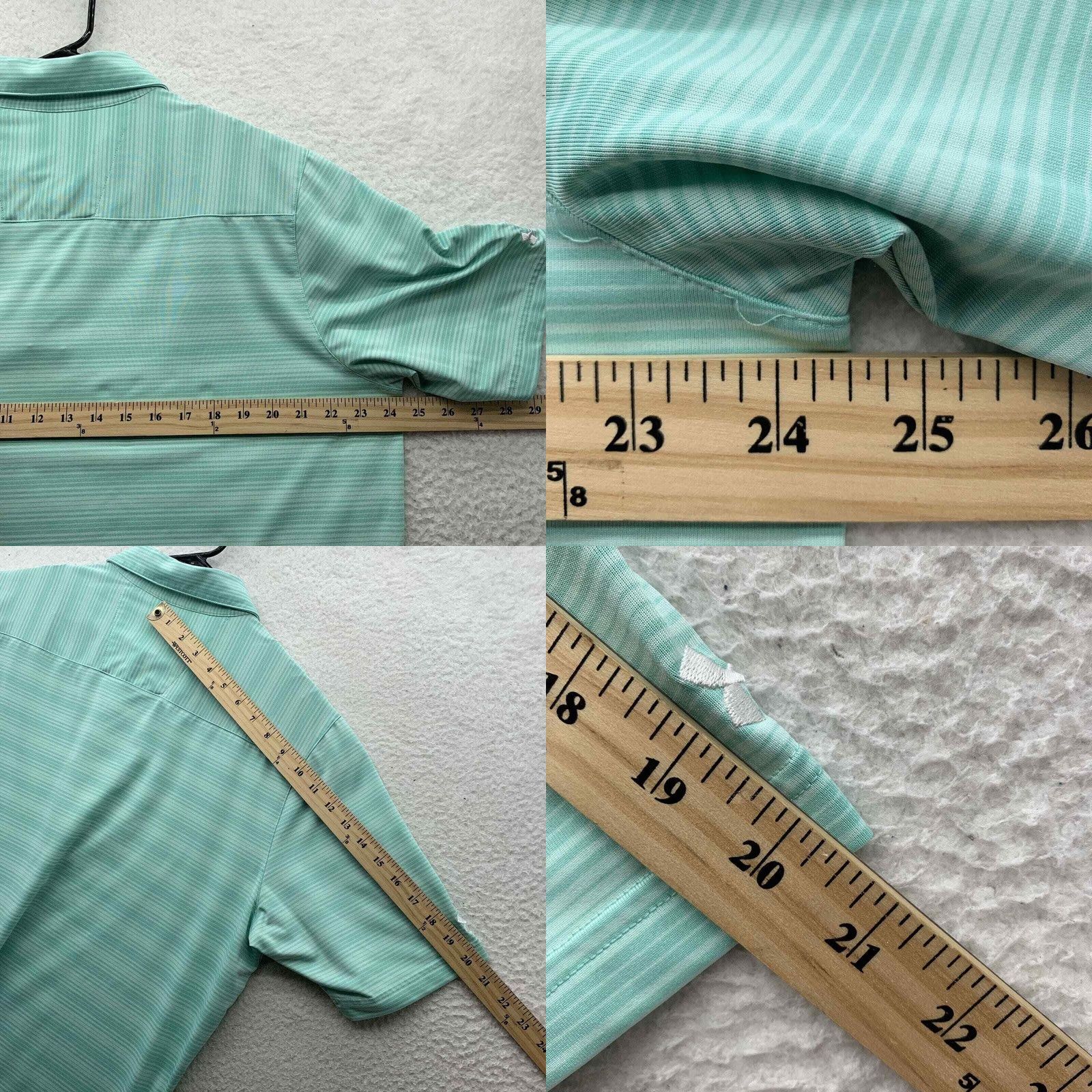 Under Armour Under Armour Golf Polo Shirt Mens XL Loose Fit Sea Green White Stripe Size US XL / EU 56 / 4 - 8 Thumbnail