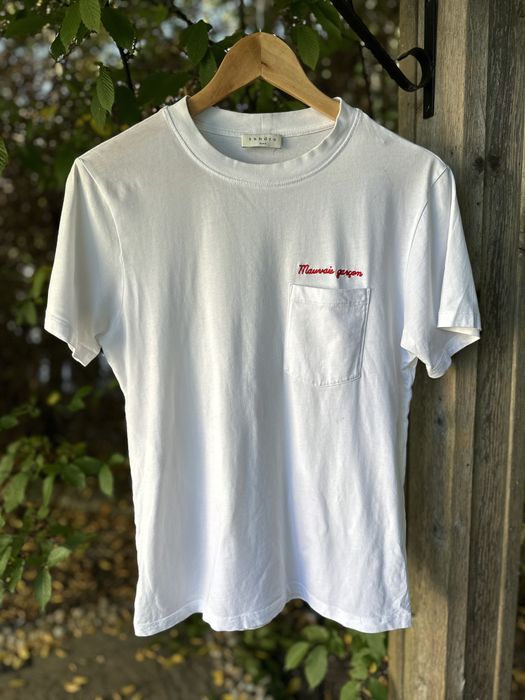 Sandro Men s White Mauvais Gar on T shirt Grailed