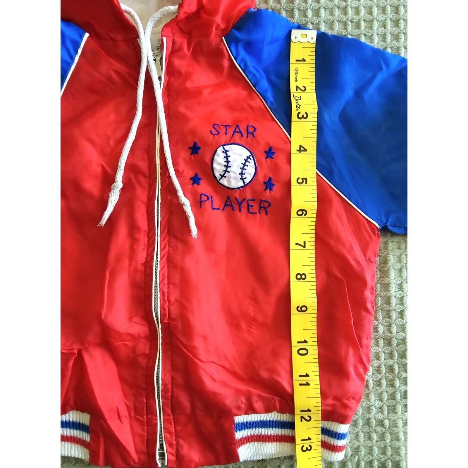 Vintage VINTAGE 80s Baseball Spring Jacket Boys 4T Hooded Full Zip Star Player Blue Sports 1980s Mens? Size US S / EU 44-46 / 1 - 6 Thumbnail