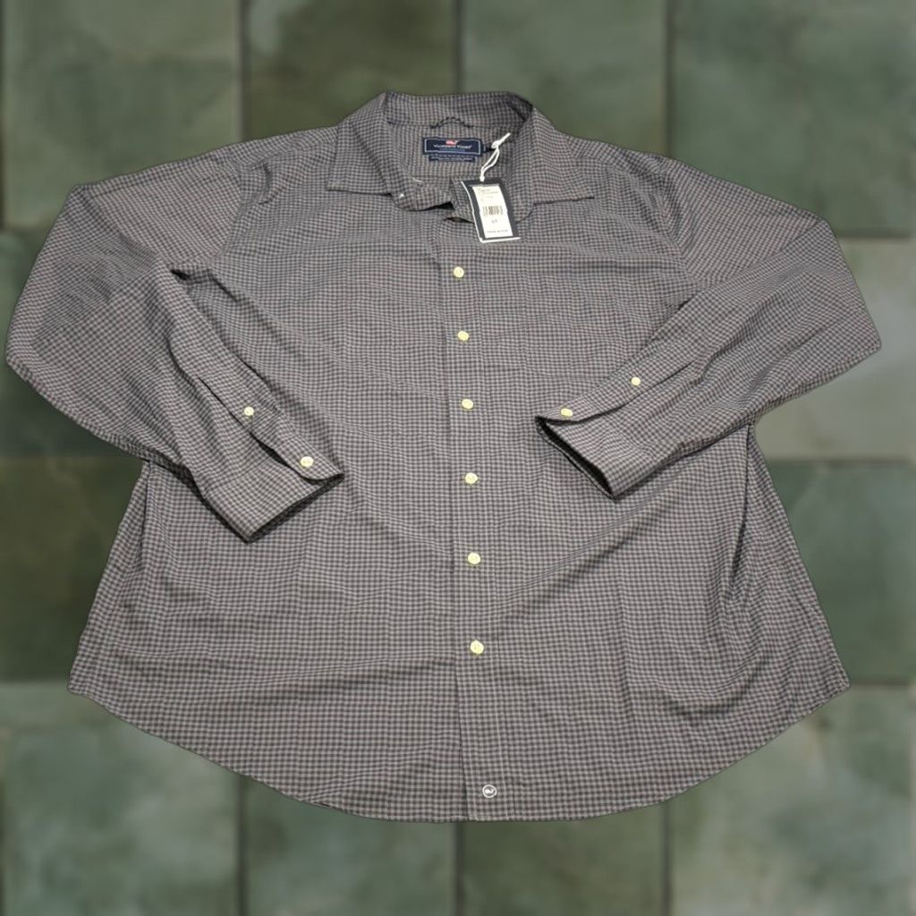 Vineyard Vines Vineyard Vines Shirt Adult LT Gray Plaid Tucker Performance Classic Fit Button-Up Mens Size US L / EU 52-54 / 3 - 1 Thumbnail