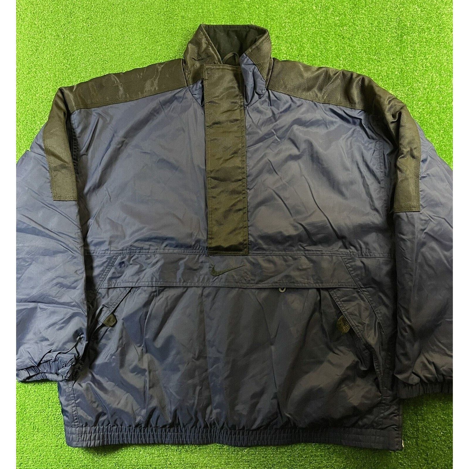 Nike Vintage 90s Nike Big Swoosh Check Large Heavy Anorak Jacket Size US L / EU 52-54 / 3 - 3 Thumbnail