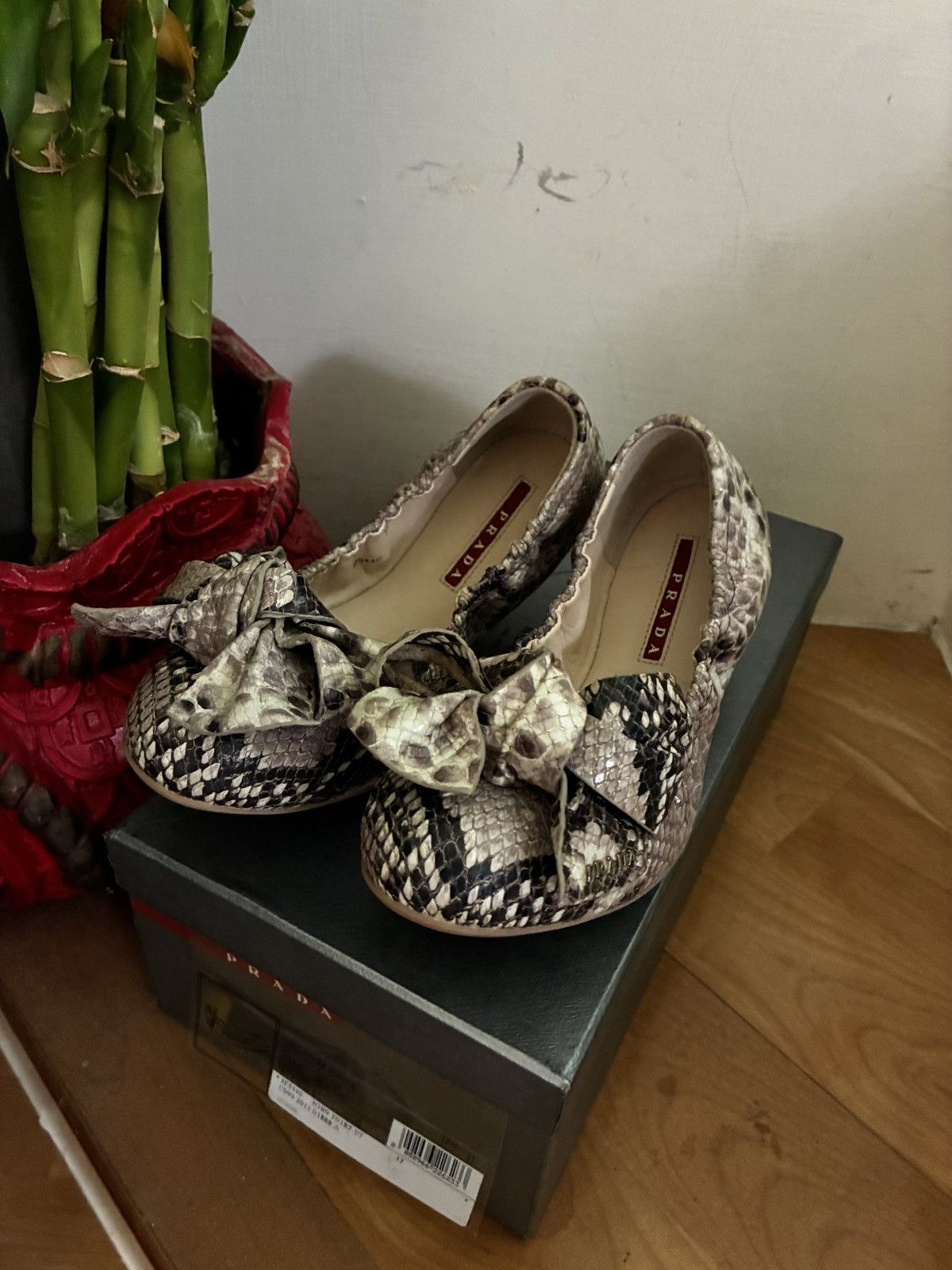Prada Calzature Donna St. Pittone Roccia(Python Ballet Flats) sz37 Size US 7 / IT 37 - 2 Thumbnail