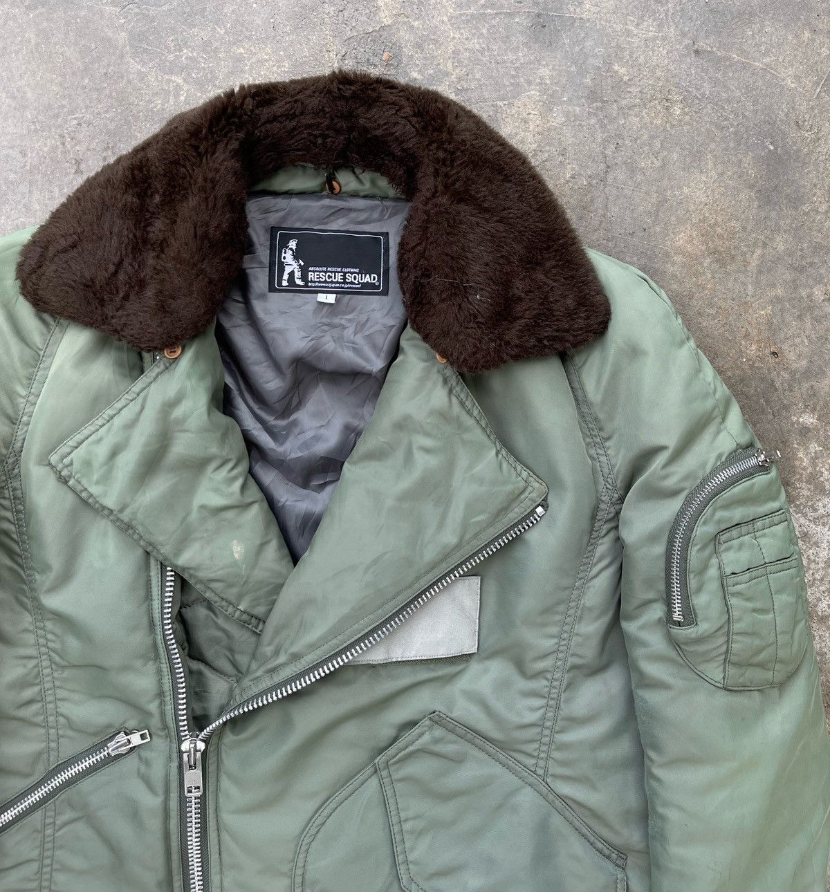 Japanese Brand 🔥RARE🔥 RESCUE SQUAD FUR COLLARED ZIPPER JACKET Size US L / EU 52-54 / 3 - 8 Thumbnail