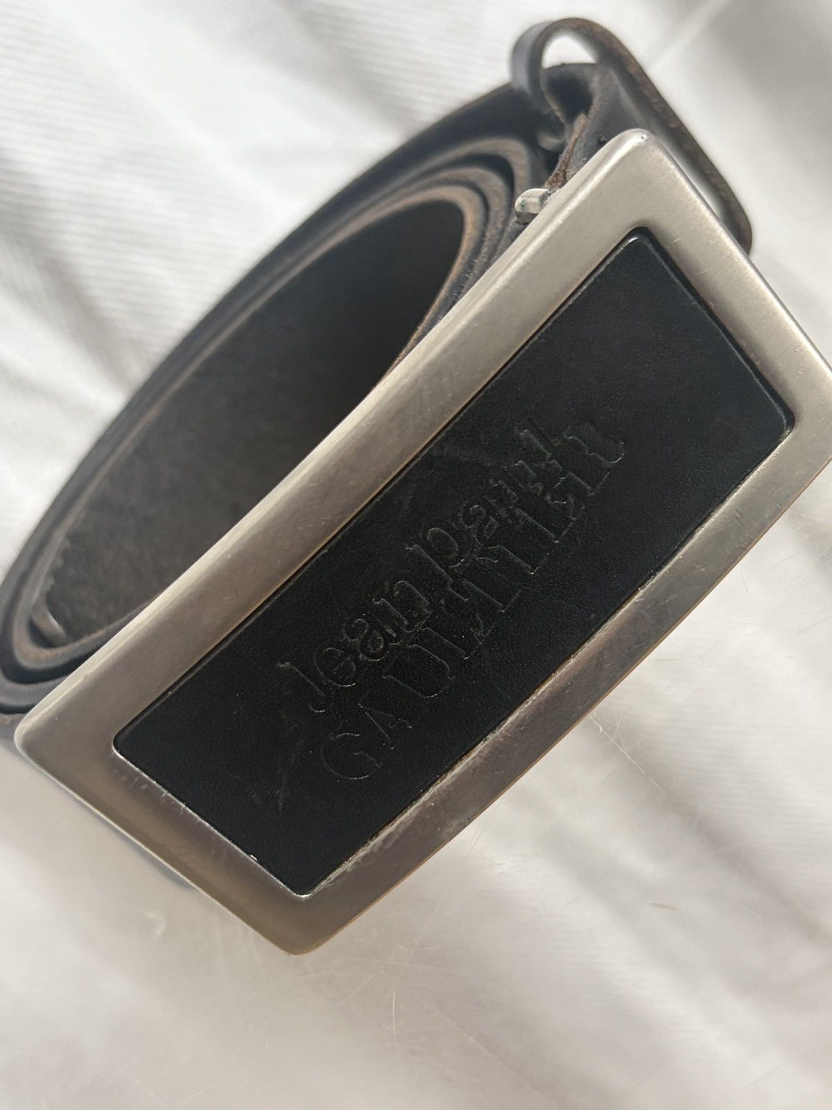Jean Paul Gaultier 2000s Square Buckle Leather Belt Size 30 - 3 Thumbnail