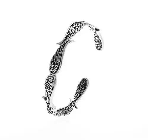 Bare Fox Feather Silver Color Open Cuff Bracelet Size ONE SIZE - 3 Thumbnail