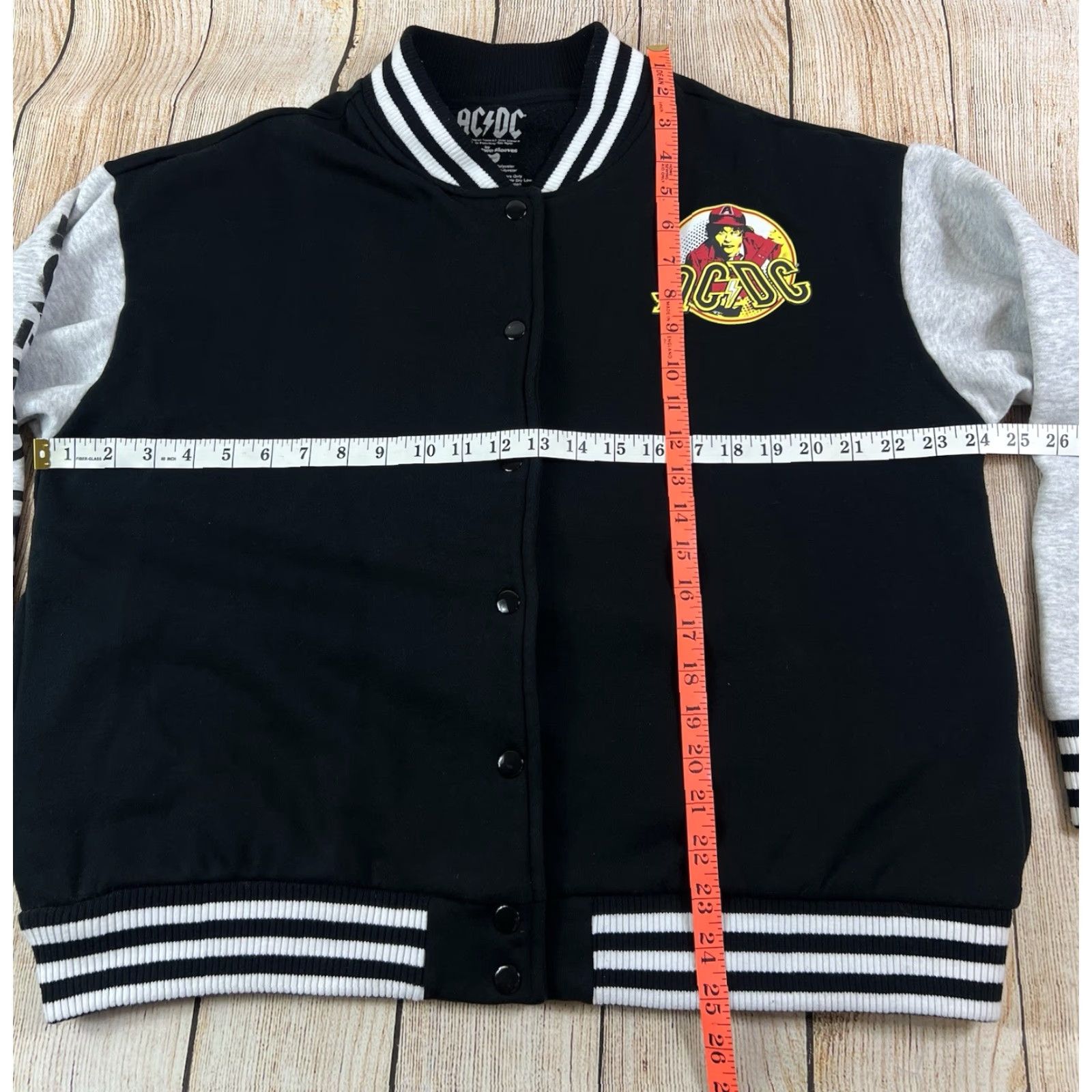 Vintage Goodie Two Sleeves AC/DC Goodie Two Sleeves Varsity Jacket Snap Black L Men Large Rock Music High Voltage Casual Jacket Size US L / EU 52-54 / 3 - 3 Thumbnail