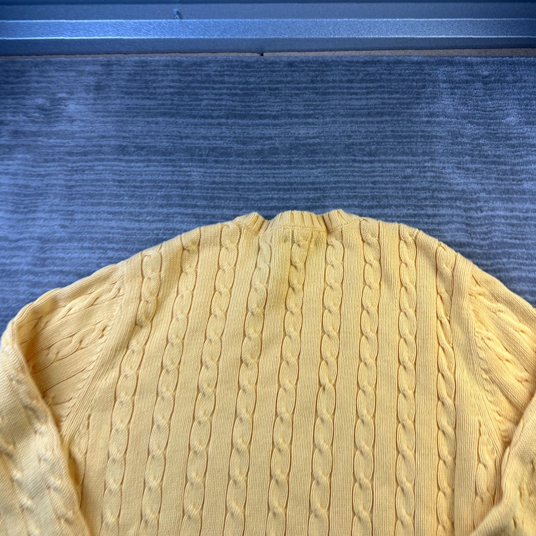 Lands' End VINTAGE Lands End Sweater Mens Large Yellow Cable Knit Pony Cotton Heavy Size US L / EU 52-54 / 3 - 4 Thumbnail