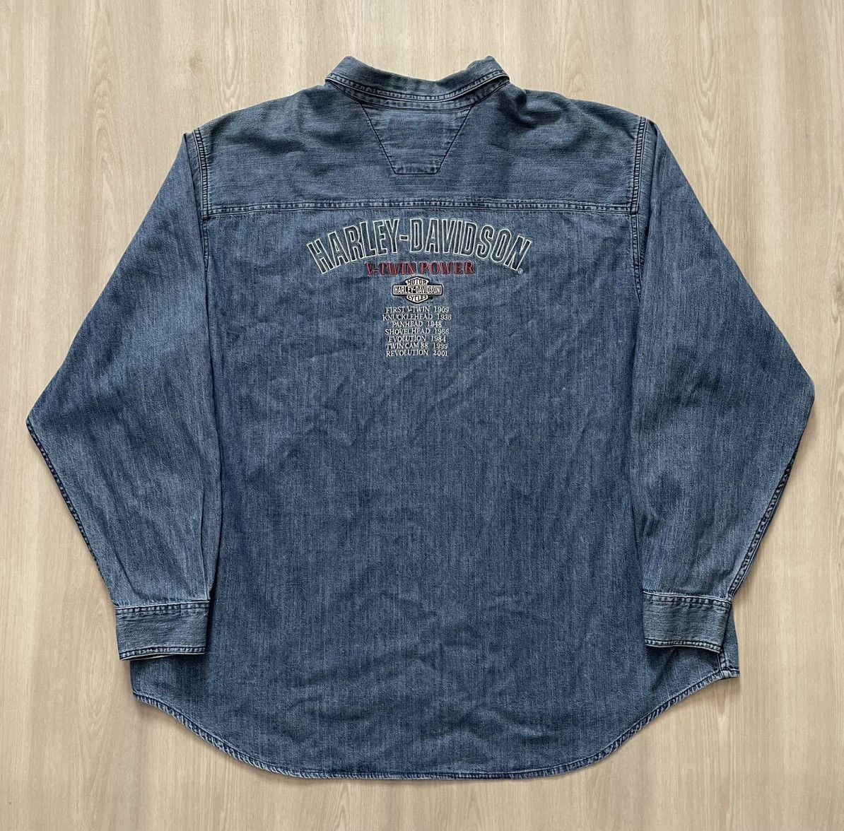 Harley Davidson VTG 2005 Harley-Davidson Denim Shirt V Twin Power Sz 3XL Size US XXL / EU 58 / 5 - 1 Thumbnail