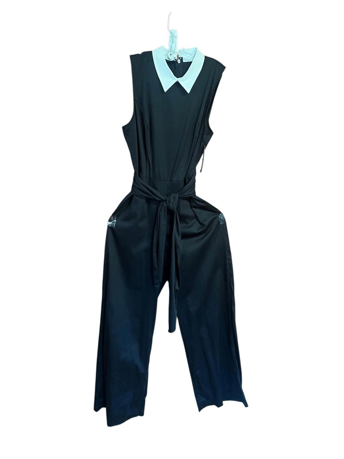 Designer NY & Co Sleeveless /Wide Leg jumpsuit Black/White L NWT Size 36" / US 14 / IT 50 - 1 Thumbnail