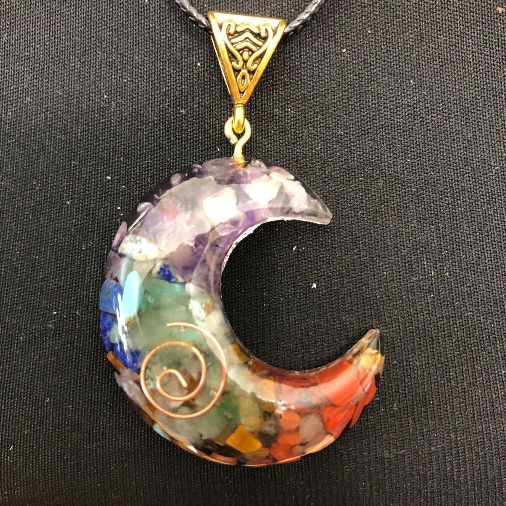 WE Fashion Moon Orgonite Pendant Chain Necklace Cosmic Healing Crystal Size ONE SIZE - 2 Thumbnail