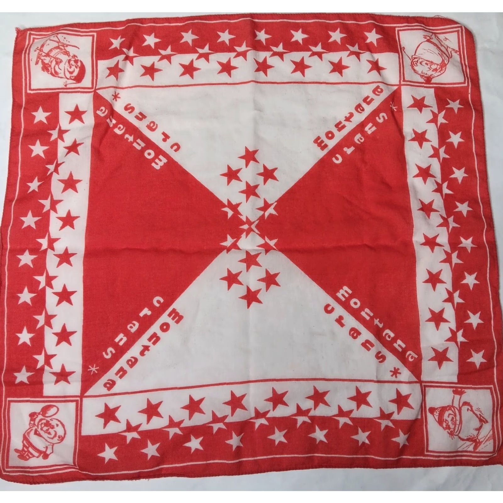Vintage VINTAGE Badger Bandana Scarf Unisex 19x20" Red White Travel Stars Crans-Montana Switzerland Souvenir Man/Woman? Size ONE SIZE - 3 Thumbnail