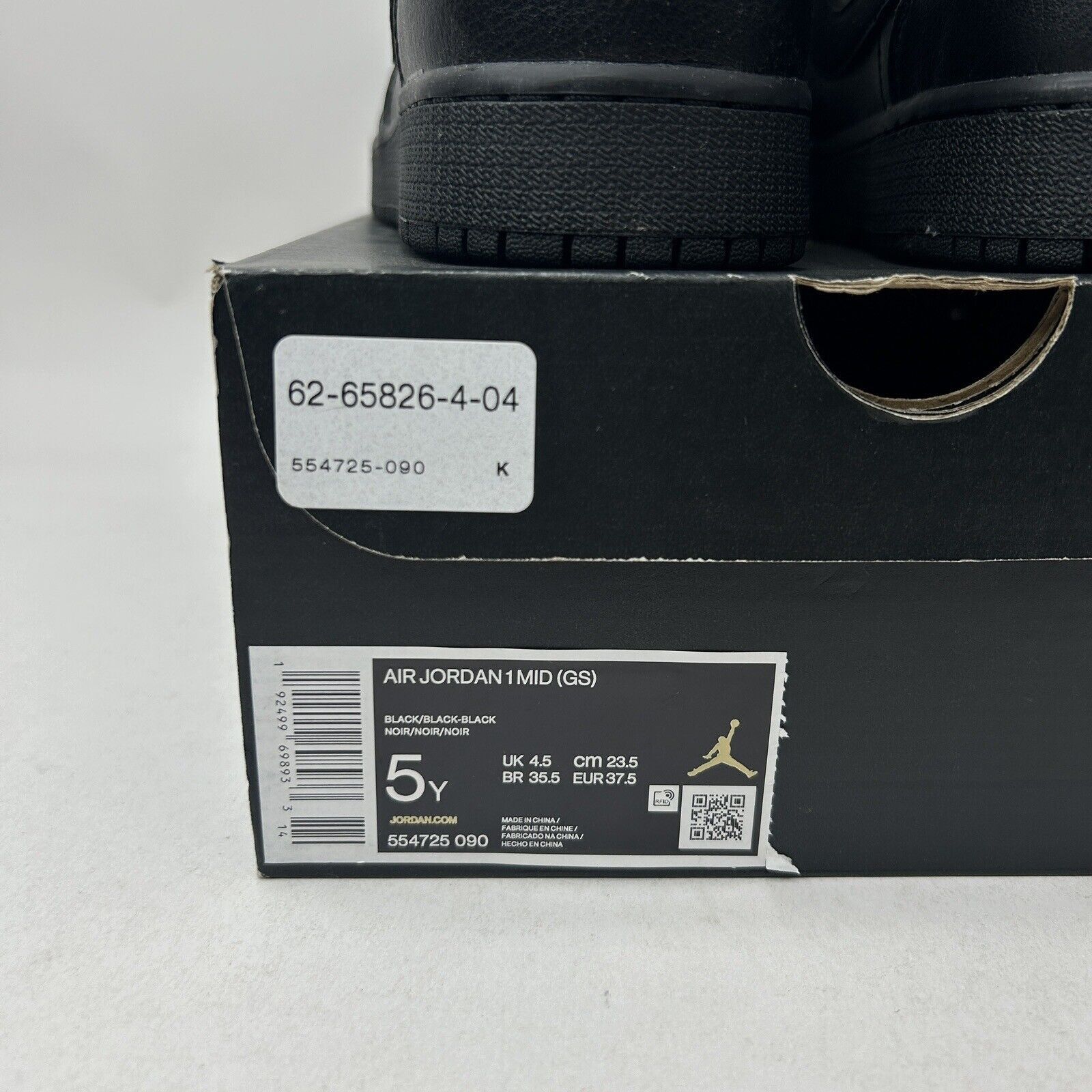 Jordan Brand Nike Air Jordan 1 Mid GS “Deep Black Nubuck Swoosh” 2023 Size US 6.5 / IT 36.5 - 5 Thumbnail