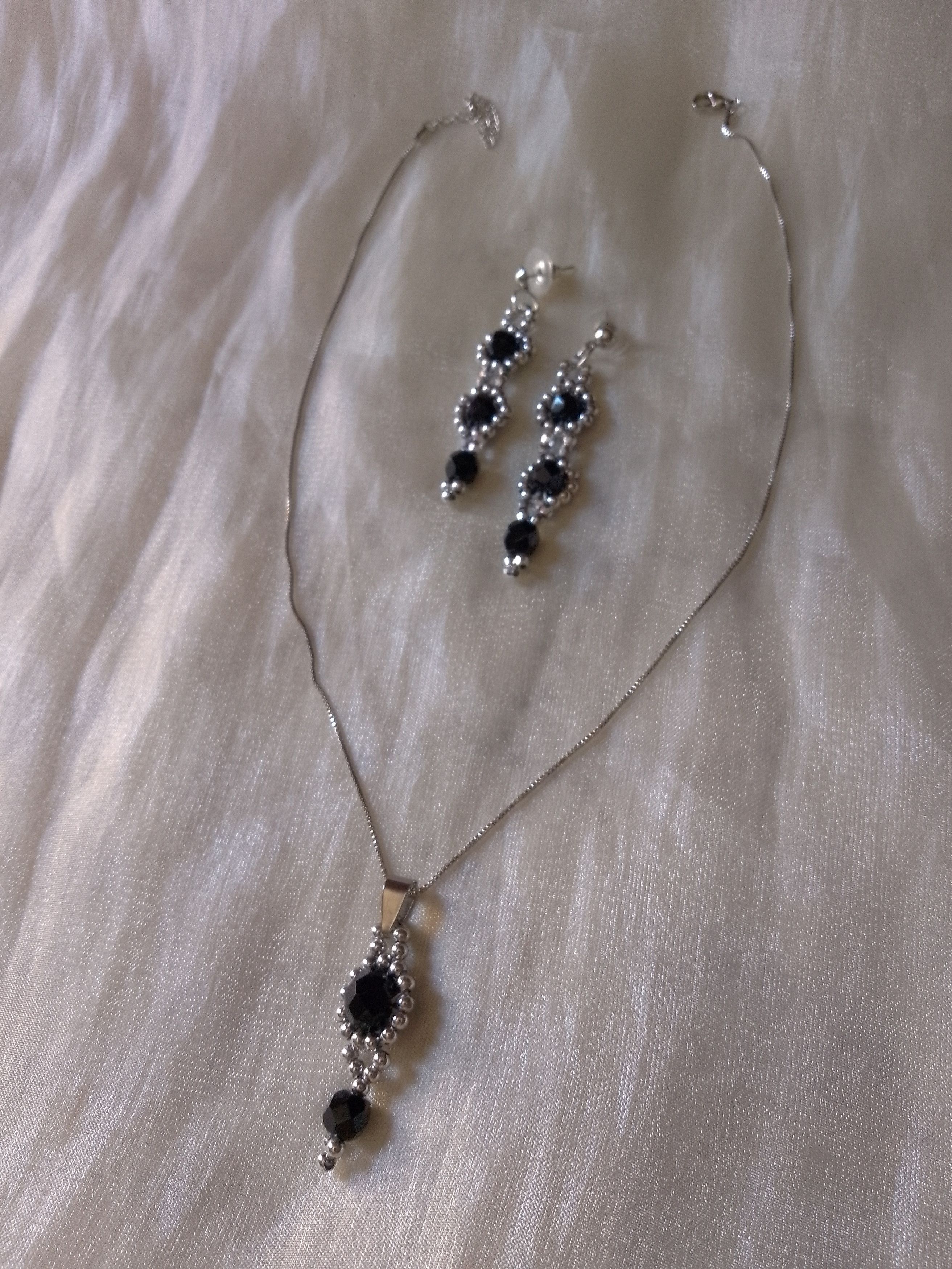 Handmade Necklace Black Pendant Earrings Tourmaline Gemstones Size ONE SIZE - 1 Thumbnail