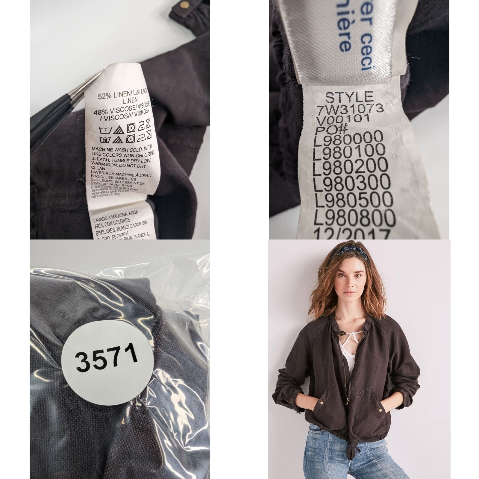 Lucky Brand Lucky Brand Women's Small Brown Full Zip Jacket Linen Blend Bomber Jacket Pockets Zipper Size S / US 4 / IT 40 - 8 Thumbnail