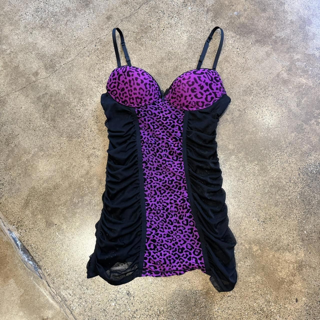 Designer Purple + Black Leopard Bustier Lingerie Top Size M / US 6-8 / IT 42-44 - 2 Thumbnail