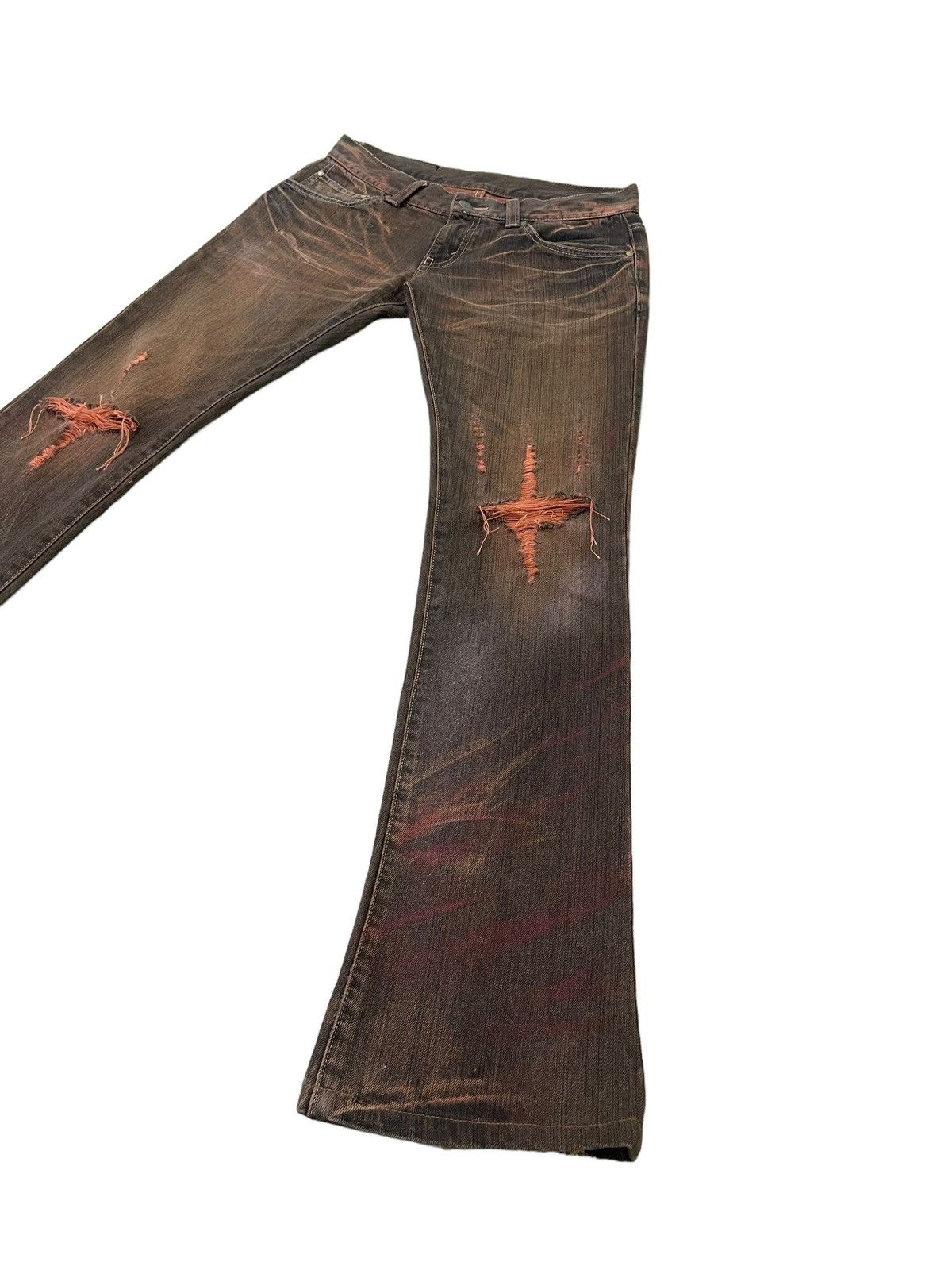 Japanese Brand Flare Jeans Tornado Mart Faded Distress Slim Mud Wash 8🟦7 Size US 30 / EU 46 - 3 Thumbnail