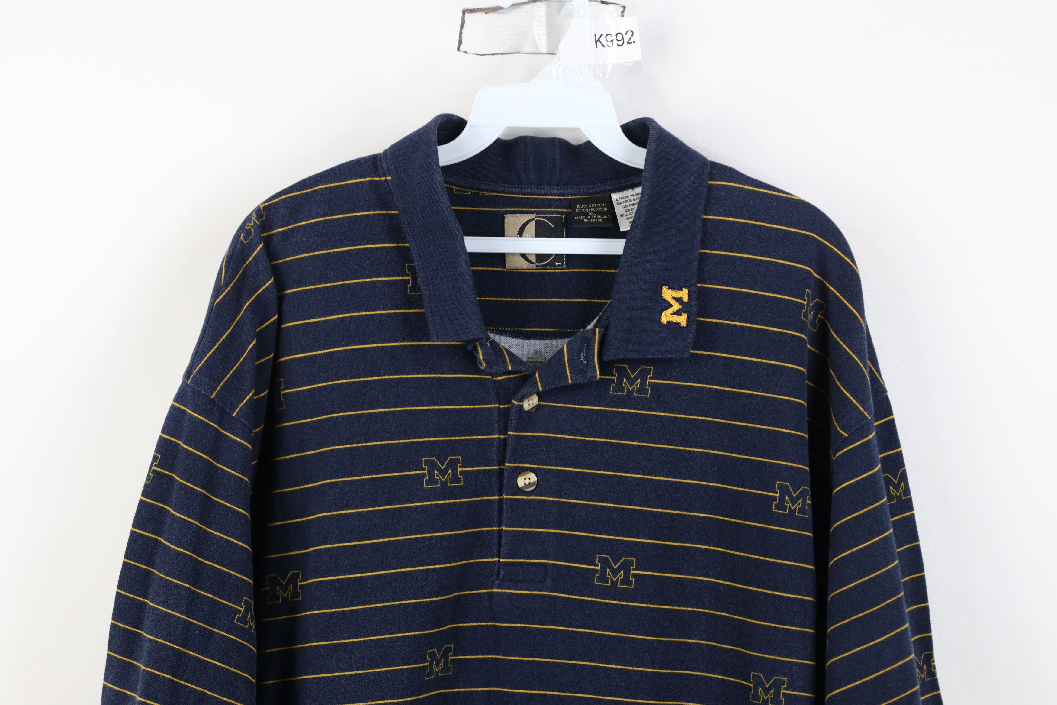 Vintage Vintage 90s Block M University of Michigan Golf Polo Shirt Size US XL / EU 56 / 4 - 2 Thumbnail