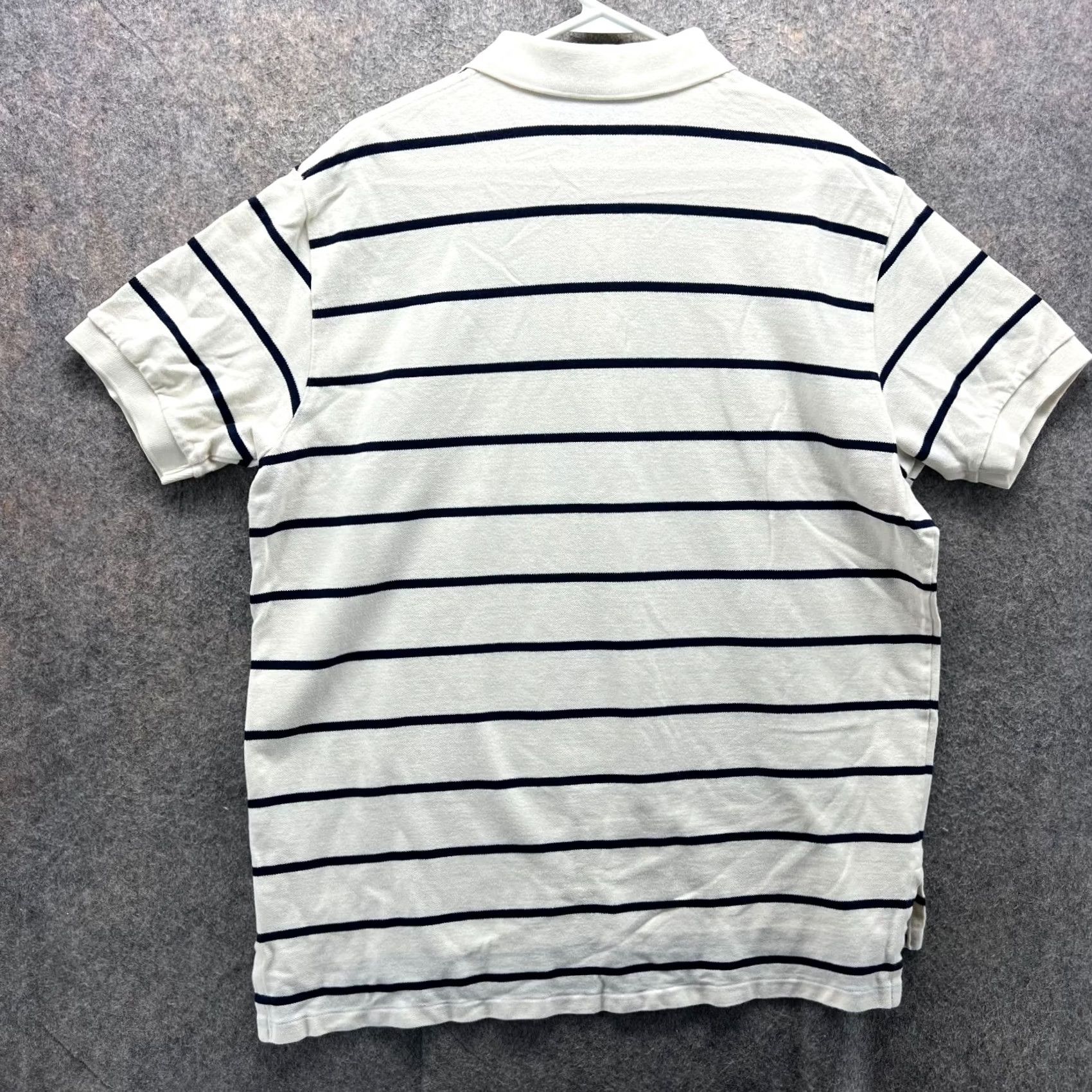 Polo Ralph Lauren VINTAGE Polo Ralph Lauren Polo Shirt Mens XL Beige Blue Striped Preppy Cotton Rugby Size US XL / EU 56 / 4 - 2 Thumbnail