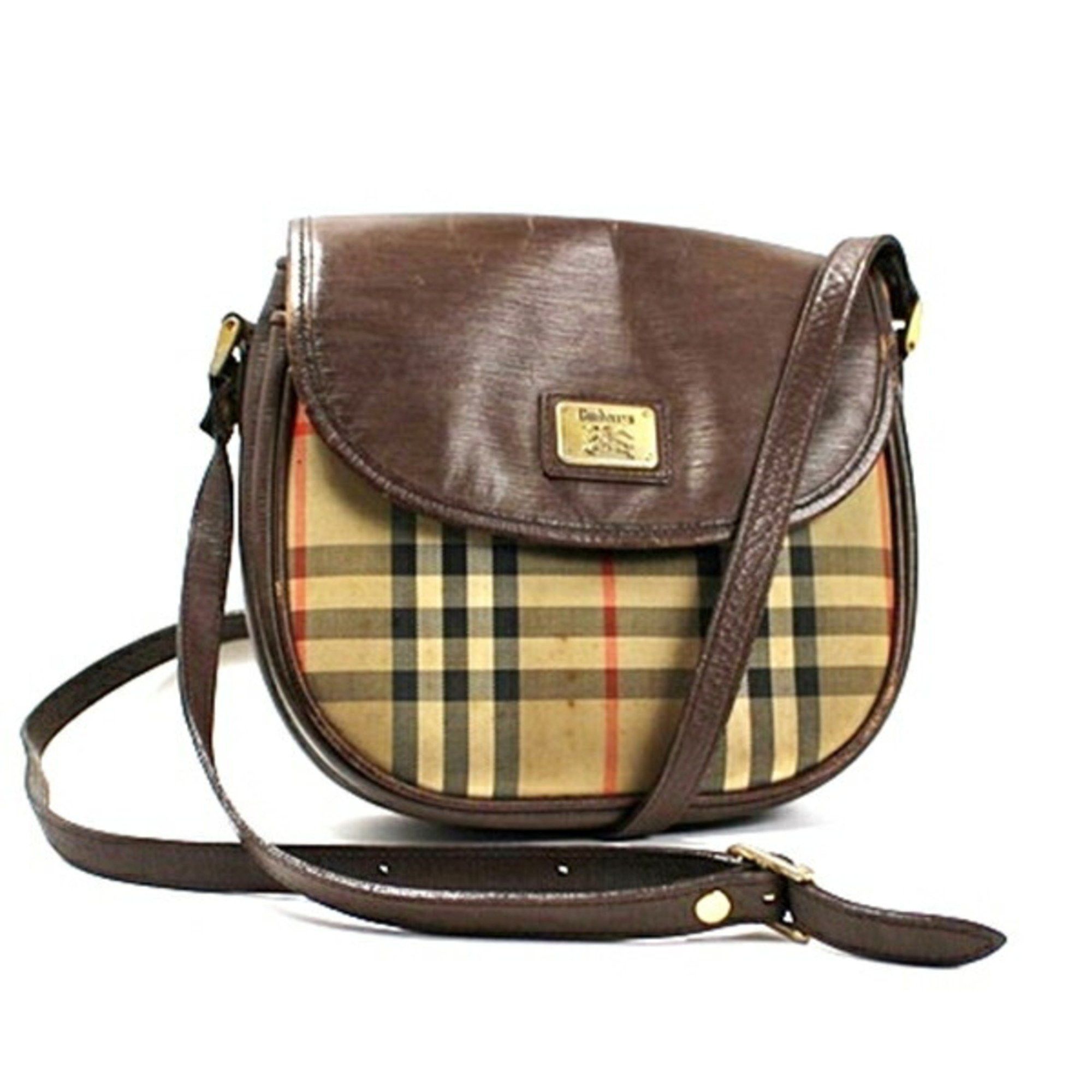 image of Burberry's Shoulder Bag, Check Pattern, Beige, Burberrys, Women's Pochette