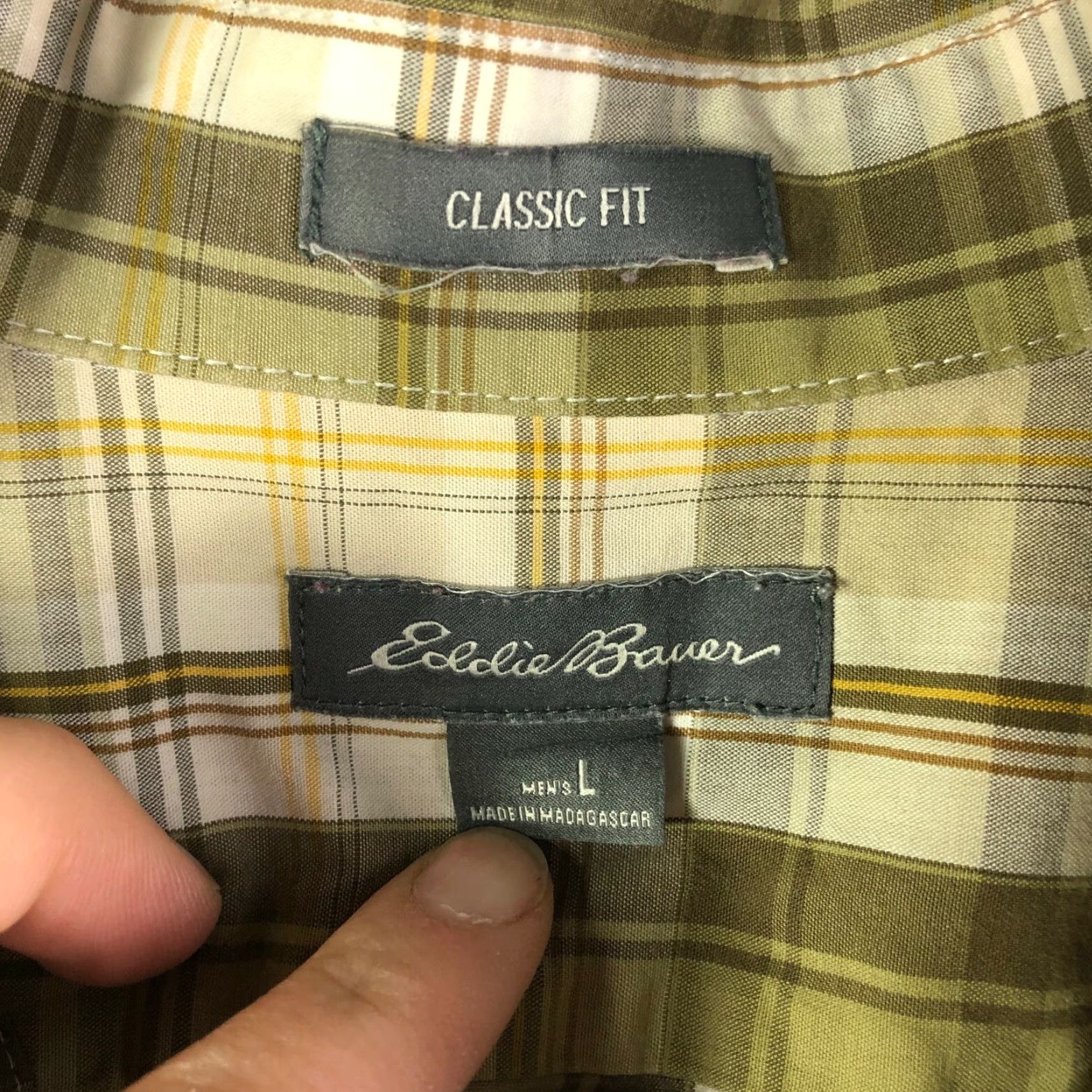 Eddie Bauer Eddie Bauer Classic Fit Mens Large Green Plaid Long Sleeve Button Down Collar Shirt Size US L / EU 52-54 / 3 - 4 Thumbnail