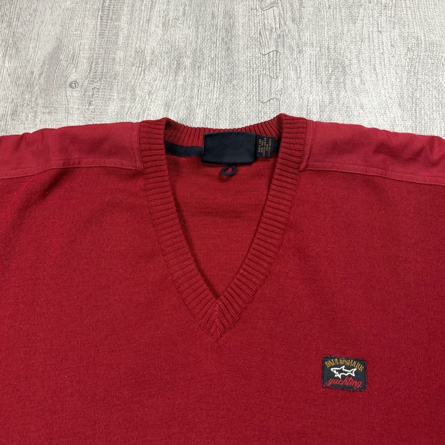 Paul & Shark PAUL & SHARK Sweater V-Neck Wool Blend Red XL Nautical Sailing 90s Mens Size US XL / EU 56 / 4 - 2 Thumbnail