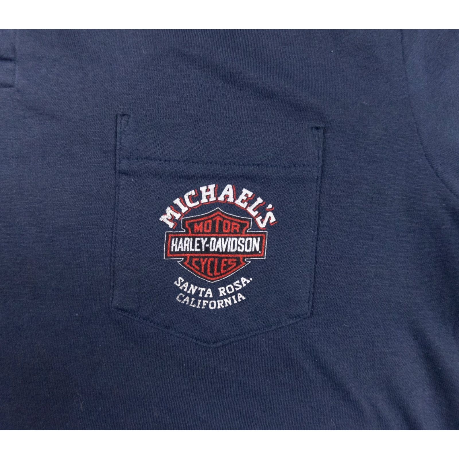 Harley Davidson VINTAGE Harley-Davidson Shirt Men XL Blue 80s Polo Short Sleeve Motorcycle Logo, Collared, Button, Cotton/Poly, Regular Fit, Vintage 1980s Size US XL / EU 56 / 4 - 3 Thumbnail