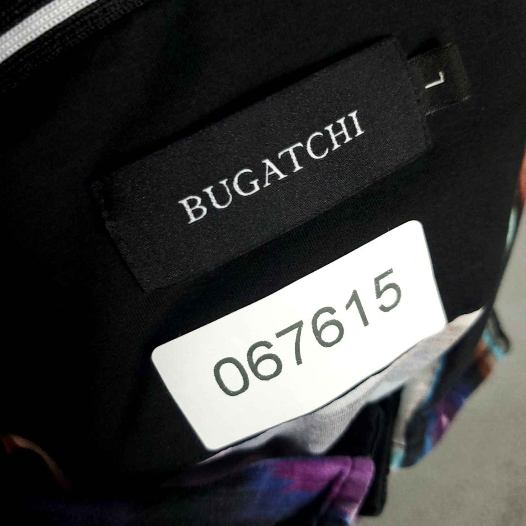 BUGATCHI BUGATCHI Polo Shirt Mens L Black Blue Golf Short Sleeve Button Collar Geometric Pattern Classic Preppy Sports Size US L / EU 52-54 / 3 - 7 Thumbnail