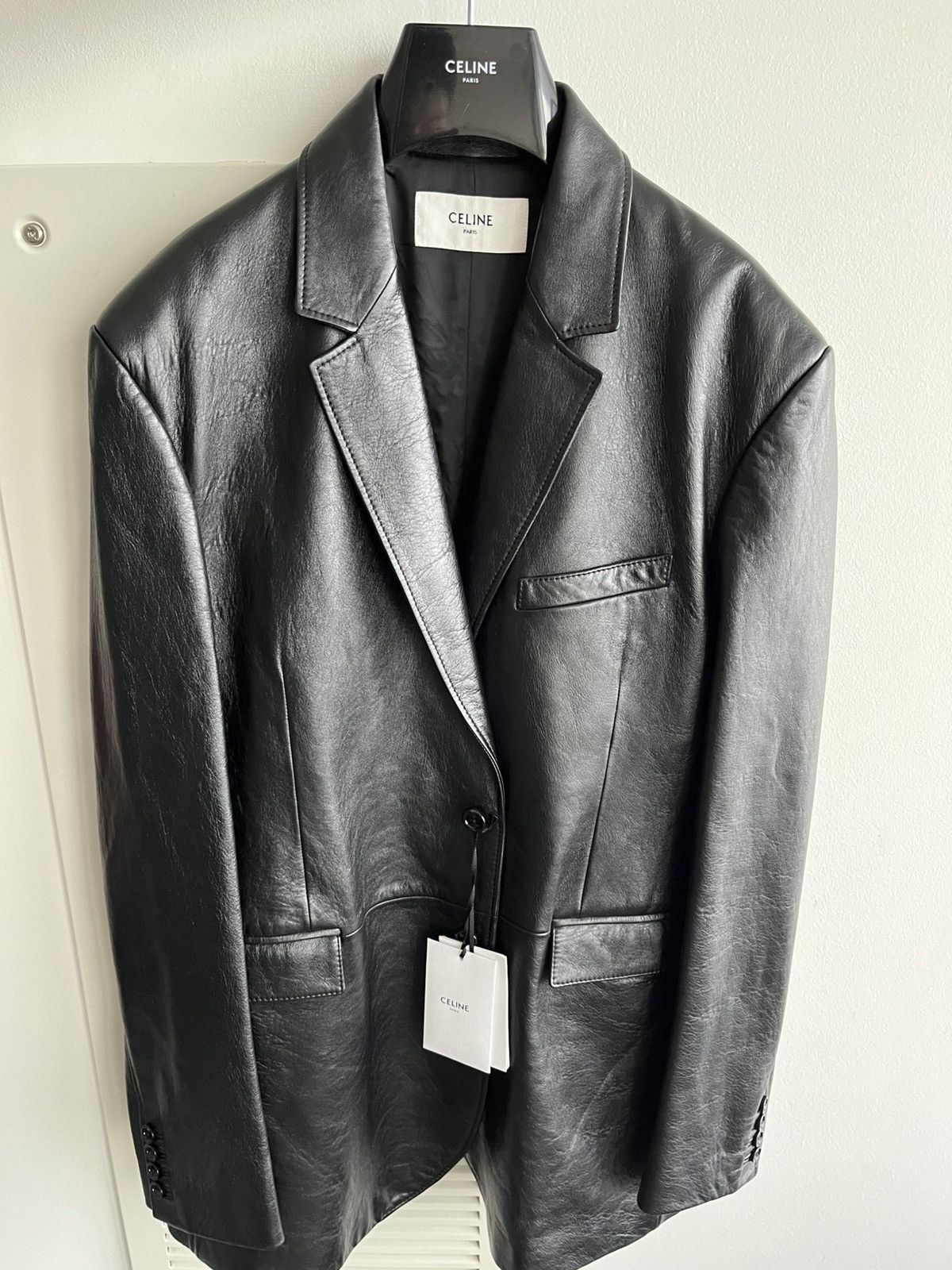 Celine × Hedi Slimane $6k Value Celine Paris Leather Blazer by Hedi Slimane Size 54R - 3 Thumbnail