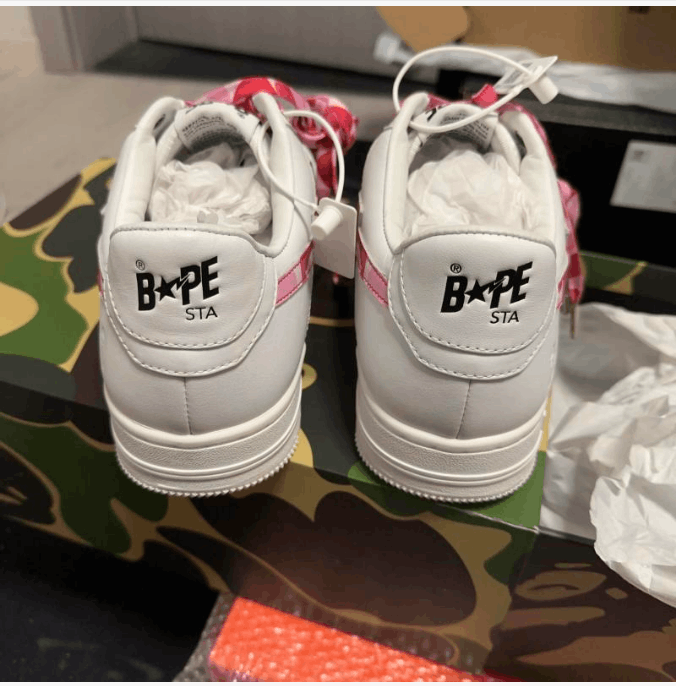 Bape A Bathing Ape Bapesta Low White Pink Camo Sneakers Size US 11 / EU 44 - 3 Thumbnail