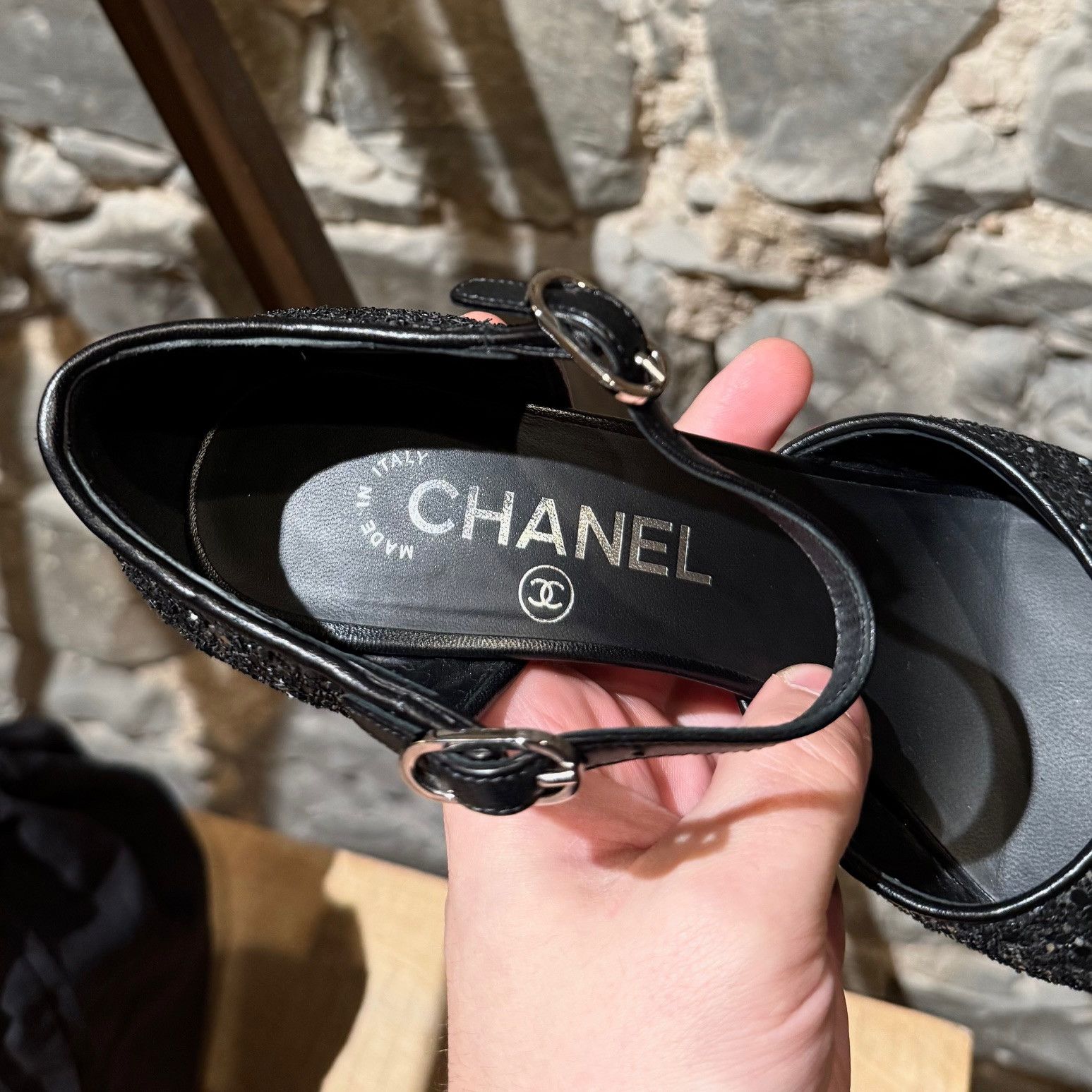 Chanel Chanel 2021 Black Glitter Platform Peep Toe Pumps Size US 8.5 / IT 38.5 - 10 Thumbnail
