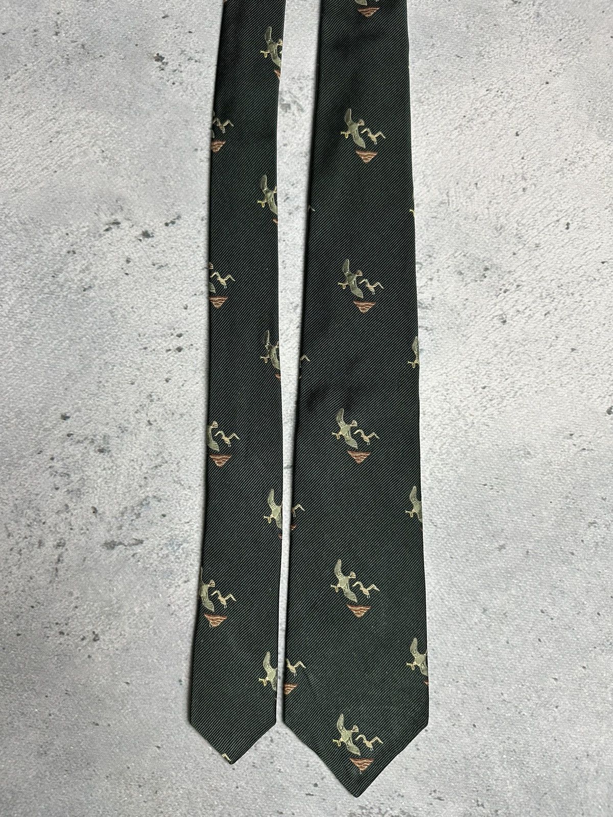 Kiton Kiton Tie Green Dark Olive Bird Duck Vintage Silk Tie 00s Size ONE SIZE - 3 Thumbnail