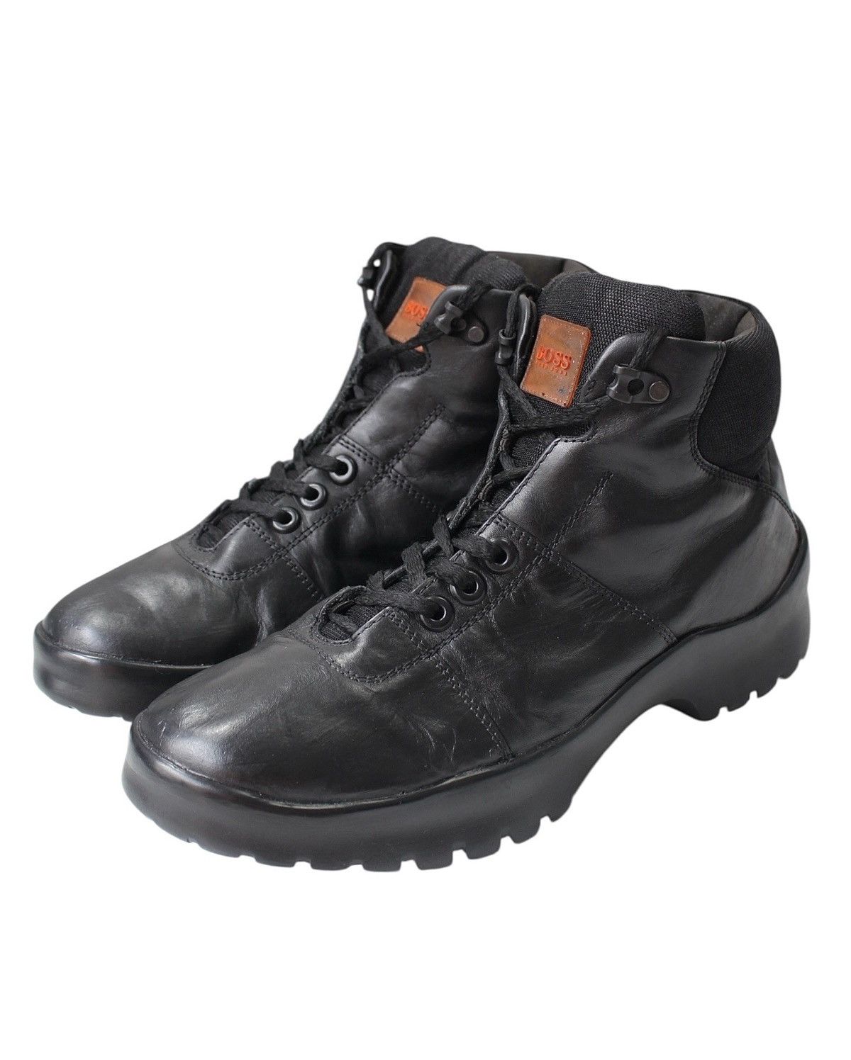 Hugo Boss 2000S HUGO BOSS SPORT BLACK LEATHER COMBAT BOOTS Size US 10 / EU 43 - 1 Thumbnail