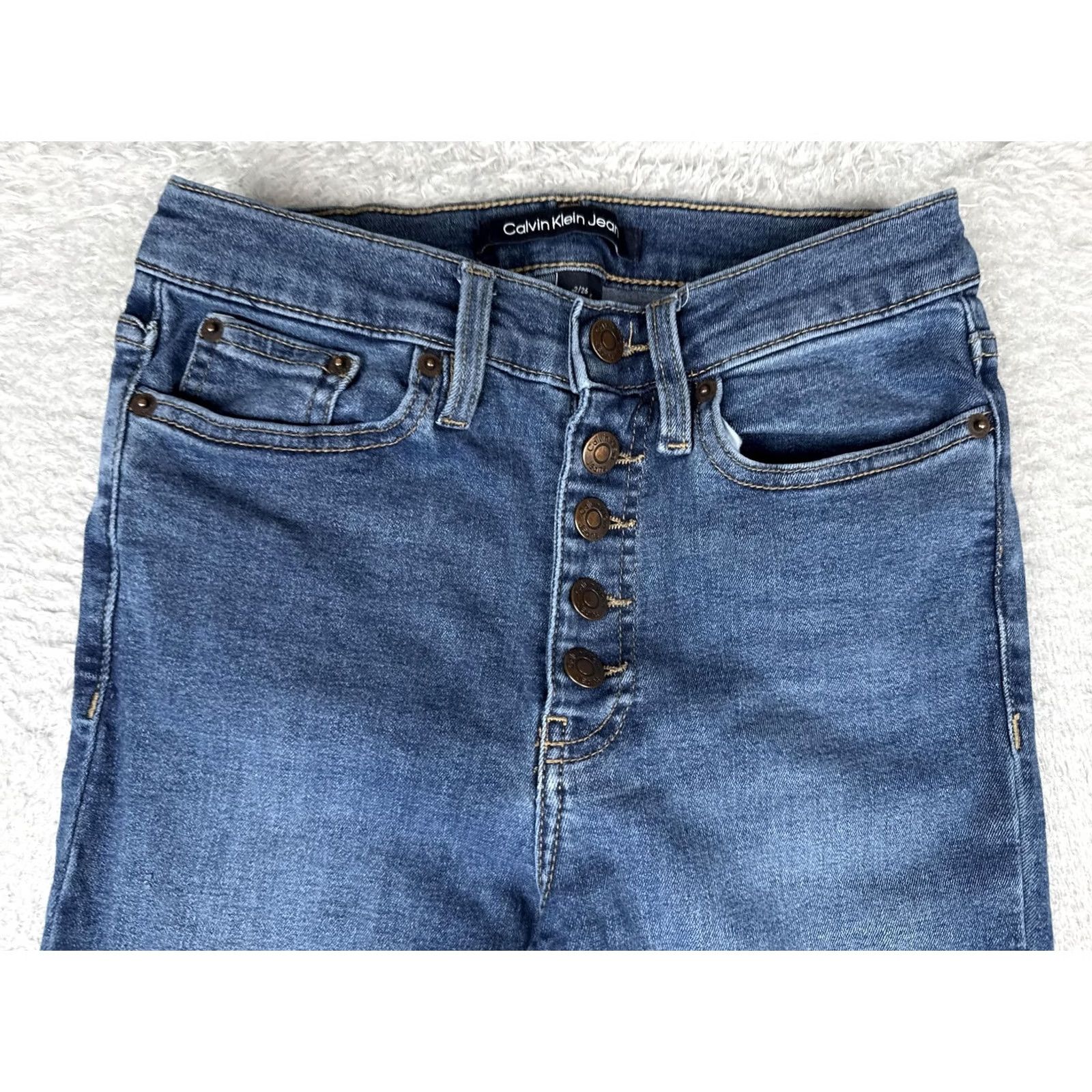 Calvin Klein Calvin Klein Jeans Womens Straight Jeans 2/26 Blue Wash Mid Rise Stretch Size 26" / US 2 / IT 38 - 4 Thumbnail