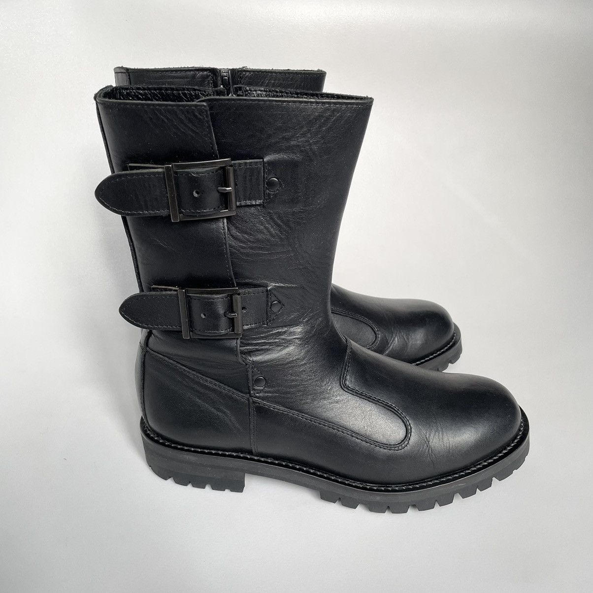 Yohji Yamamoto A/W 11 Black Leather Biker Boots Size US 8.5 / IT 38.5 - 13 Thumbnail