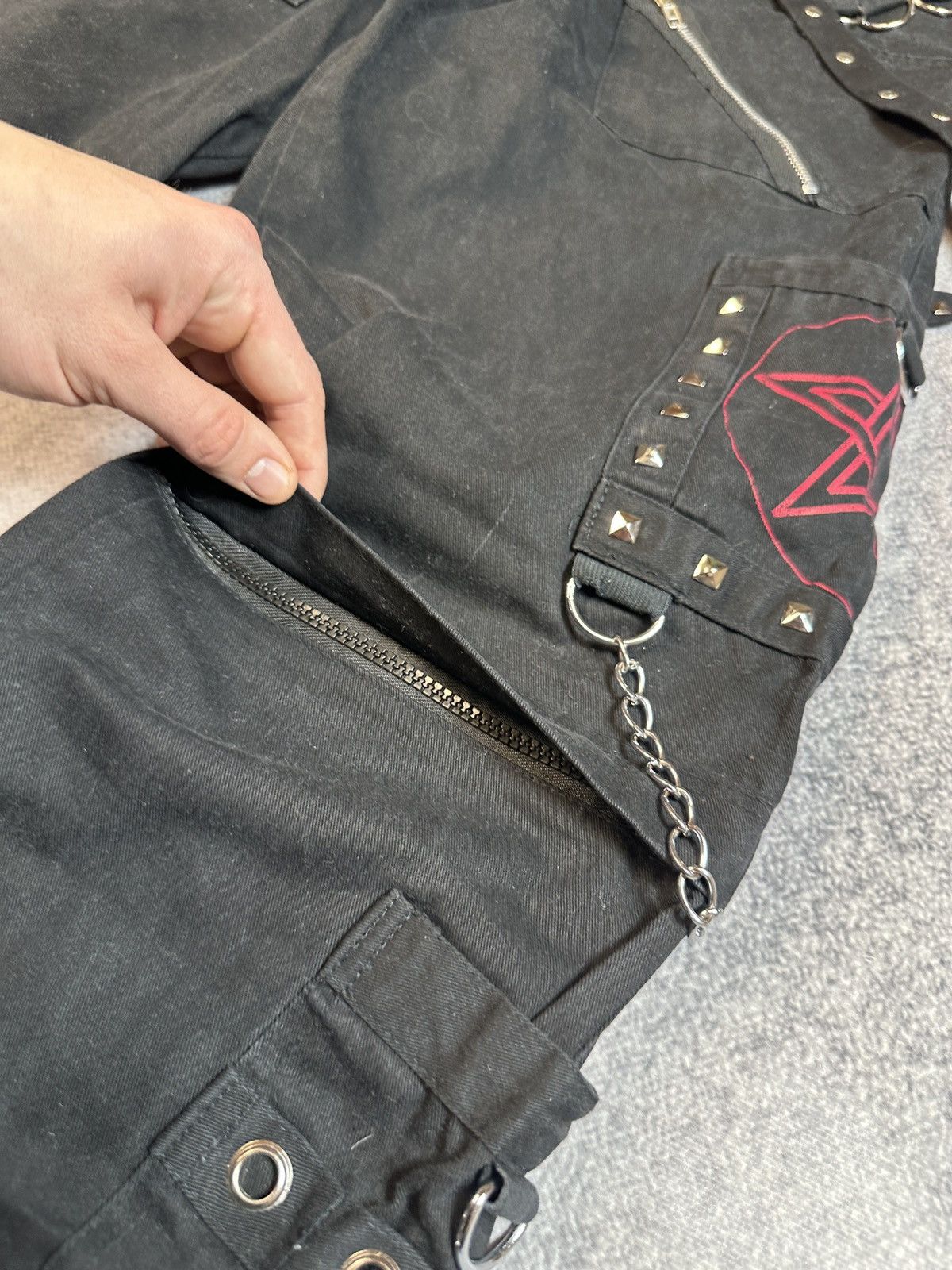 Other Y2K Alt Cargo Black Pants Streetwear Style Tripp USA Rare S Size US 31 - 3 Thumbnail