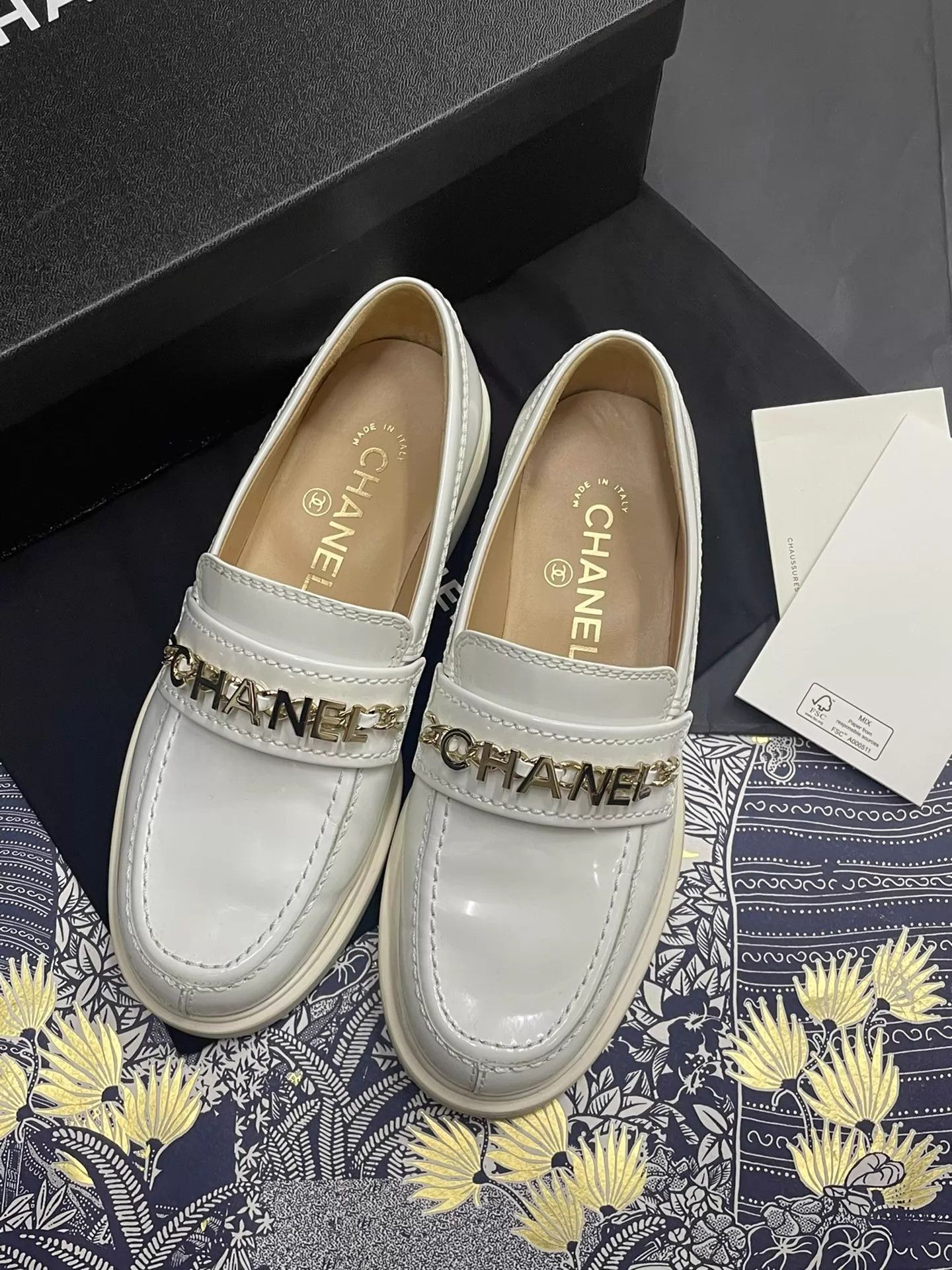 Chanel Chanel White Logo Loafers Women's 35 Size US 4.5 / IT 34.5 - 1 Thumbnail