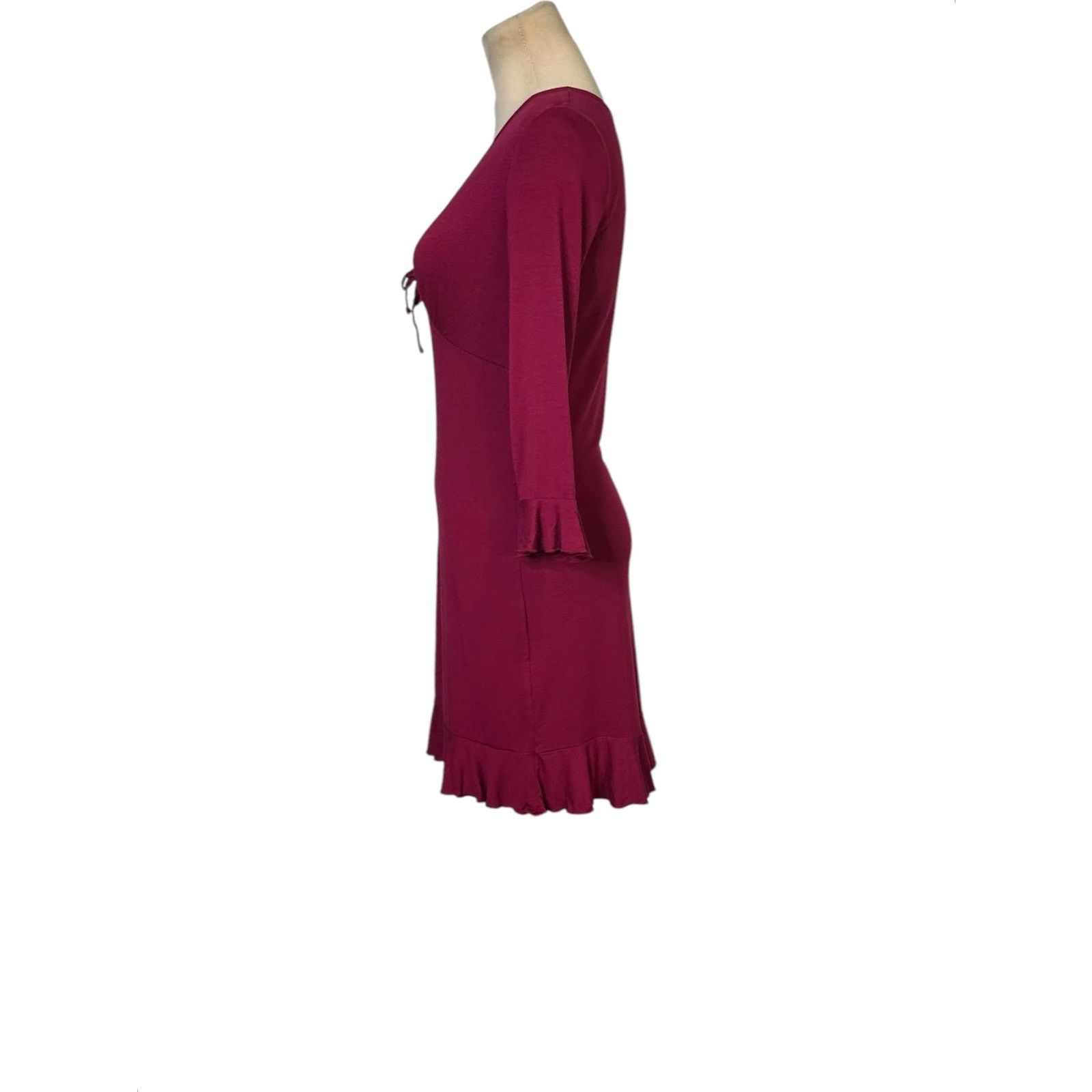 Urban Outfitters Urban Outfitters Grace Burgundy Ruffle Mini Dress size Small Size S / US 4 / IT 40 - 6 Thumbnail