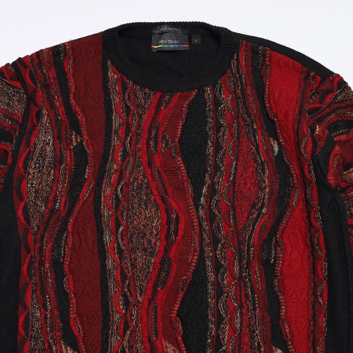 Carlo Colucci Carlo Colucci Wool Australian Red Pattern Sweater Size L / US 10 / IT 46 - 4 Thumbnail