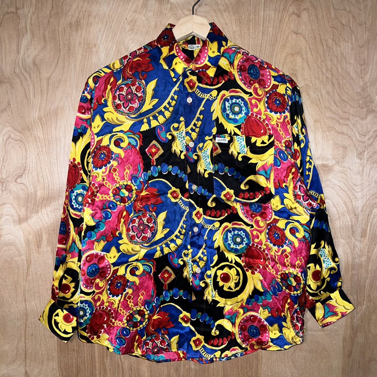 VINTAGE GUESS BY GEORGES MARCIANO SILK USA DESIGNER SHIRT