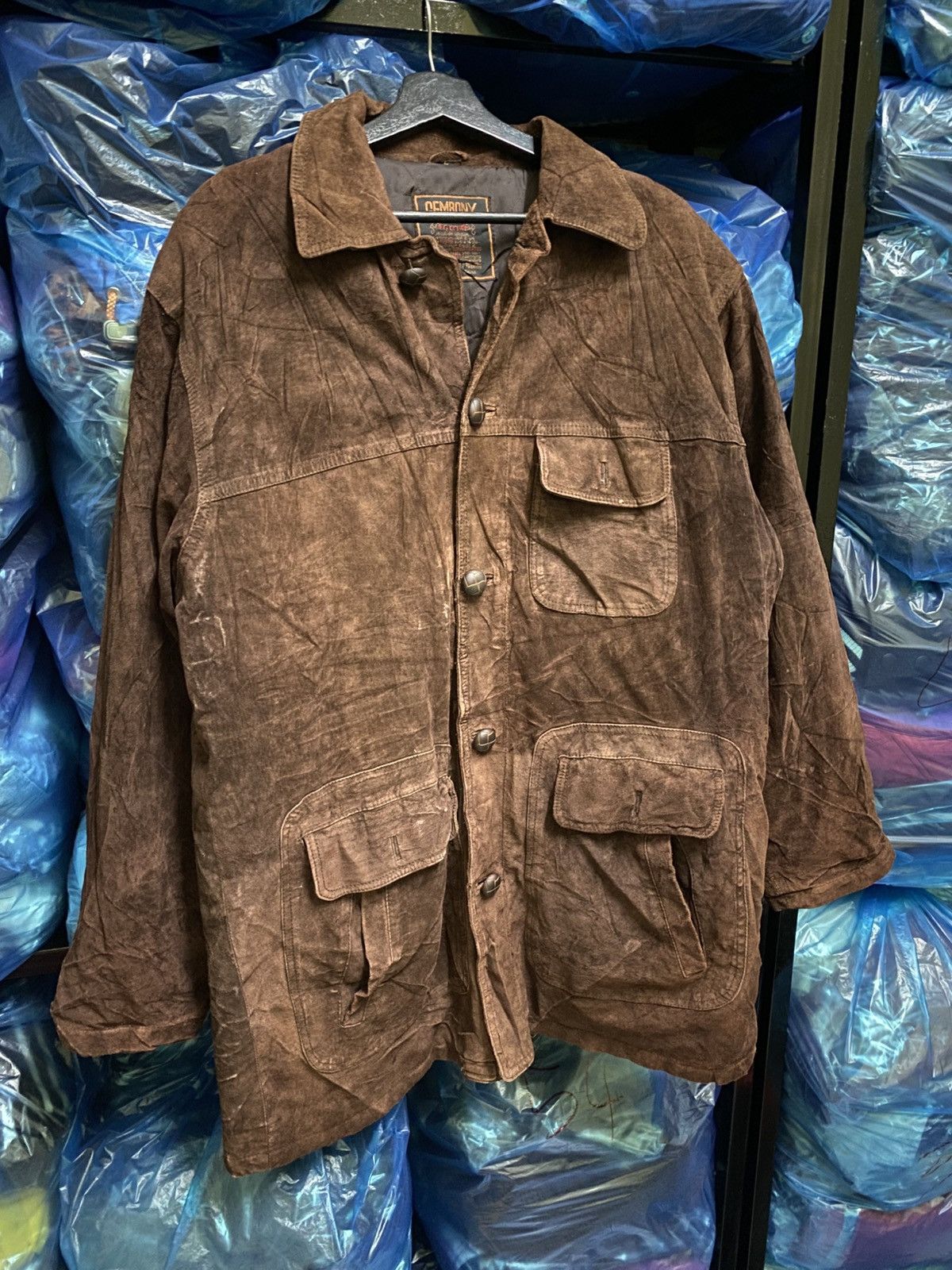 Japanese Brand Vintage GEMBONY Brown Suede Hunting JacketWorkwear Inspired Size US L / EU 52-54 / 3 - 3 Thumbnail