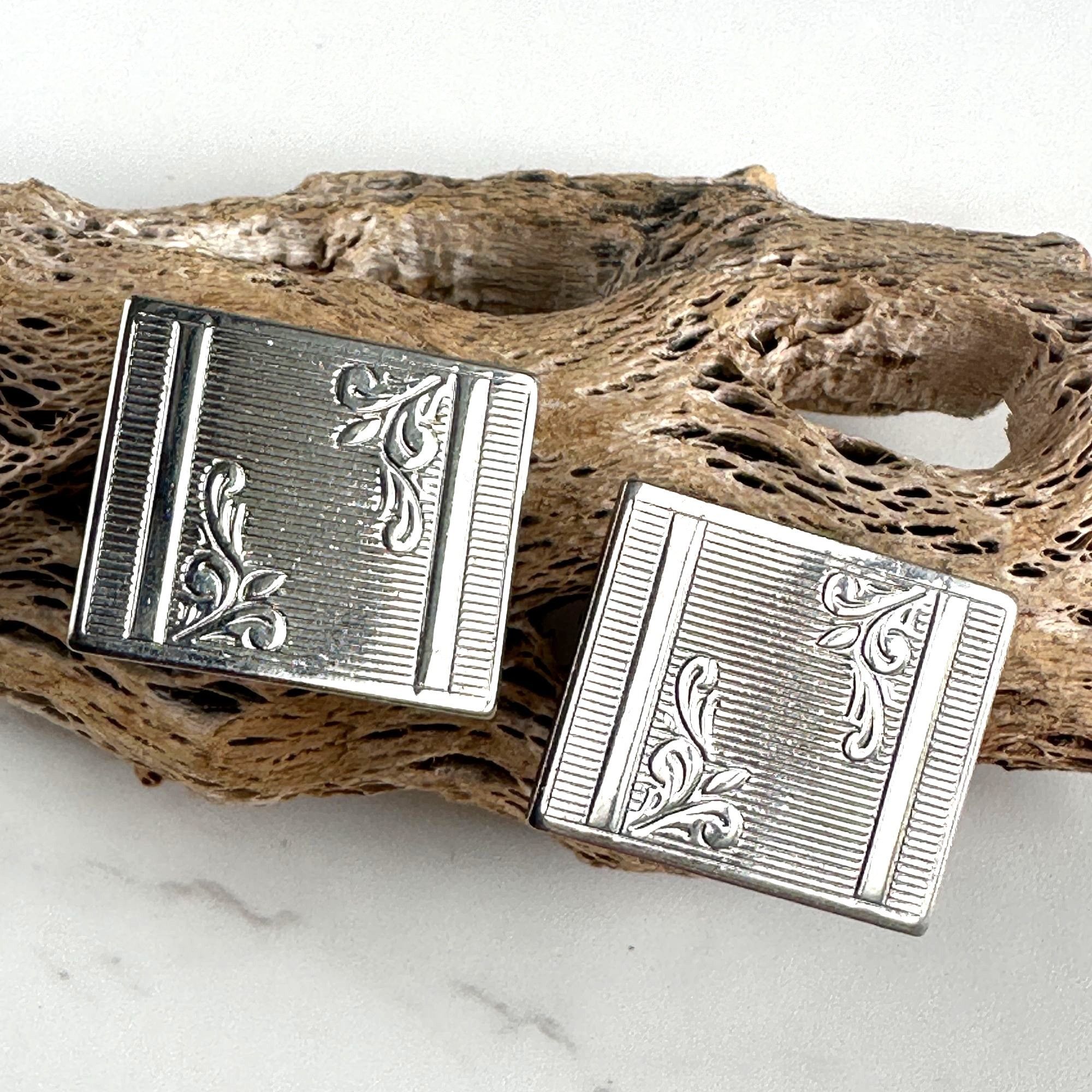 Vintage Vintage Silver Tone Cufflinks – Classic 60s Design Size ONE SIZE - 7 Thumbnail